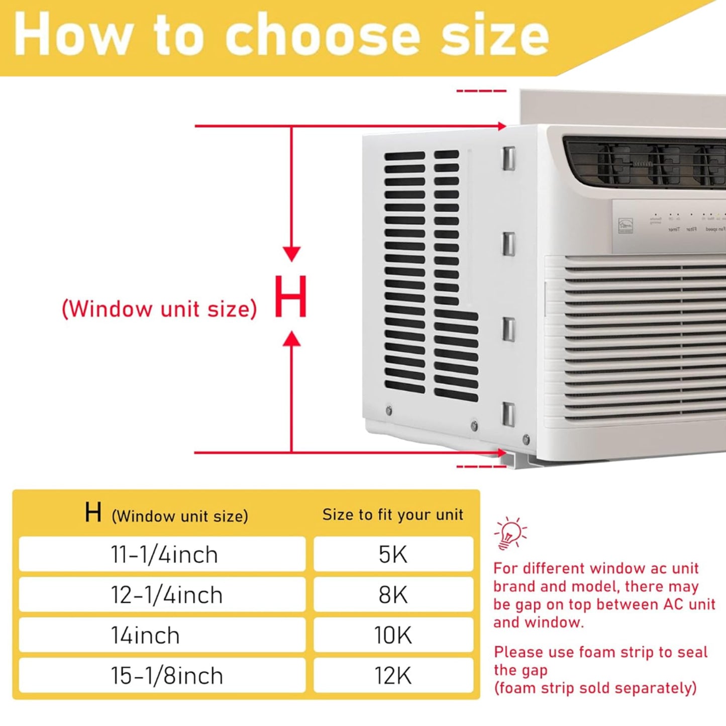 Powrocket Window AC Side Panel with Frame Set,Air Conditioner Accordion Filler Curtain Replacement Kit,Fits Most 10000 BTU Window Air Conditioner Units,White