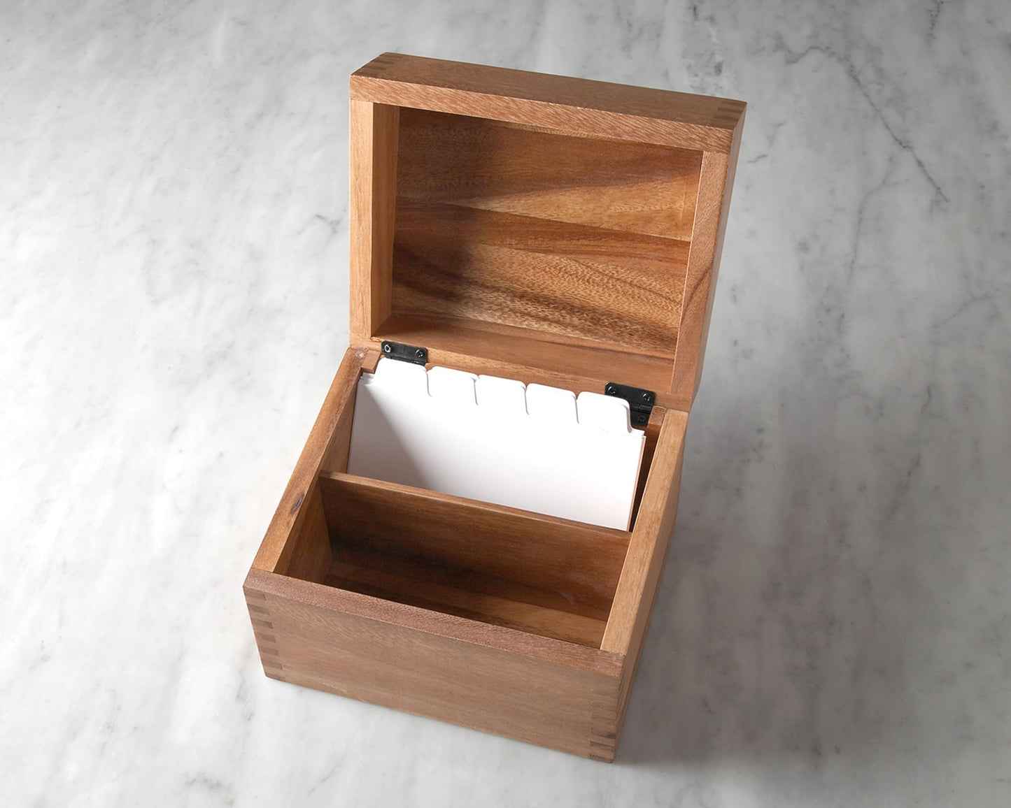 Ironwood Gourmet Acacia Wood Recipe Box with Divider Tabs, 2 Compartment, Single