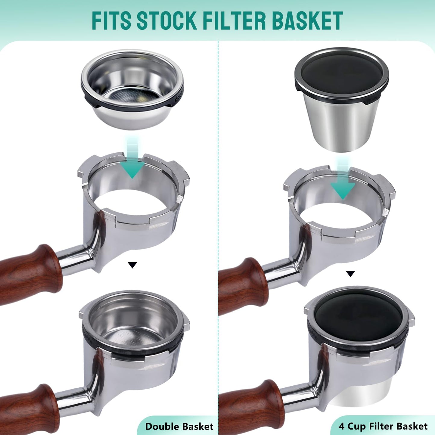 CAPFEI Bottomless Portafilter for Ninja Luxe Café ES601 & ES701C Models | Basket Not Included | Compatible with Stock Filter Basket | Ergonomic Wooden Handle
