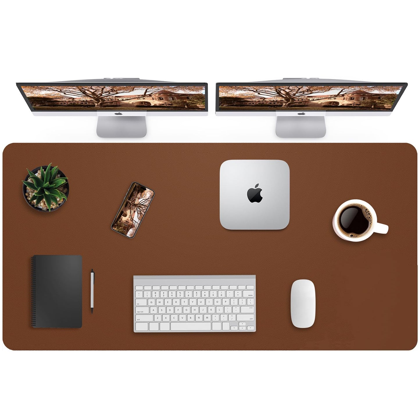 Leather Desk Pad Protector,Mouse Pad,Office Desk Mat, Non-Slip PU Leather Desk Blotter,Large Desk mat,Waterproof Keyboard mat for Office/Home/Decor (Brown,48" x 24")