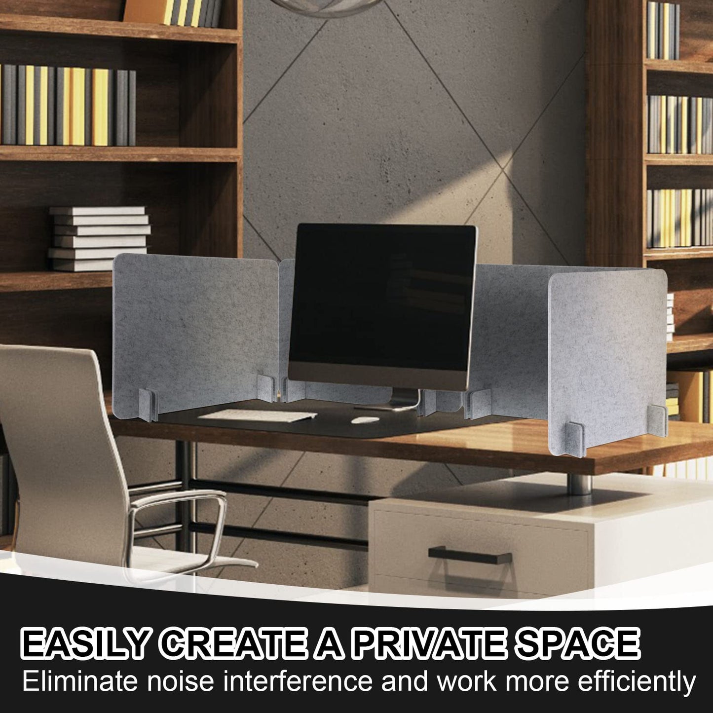 Fabbay 2 Pcs Acoustic Freestanding Desk Divider Desk Partition 16 x 24 Inch Table Freestanding Privacy Panel Visual Distraction and Noise Reducing for Office Classroom (Silver Gray)