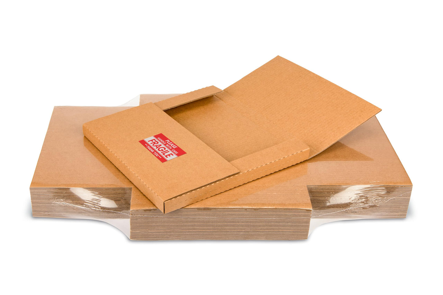 Kayritonz Vinyl Record Mailers, 12.8x12.8x1 inch, Kraft Corrugated Cardboard LP Shipping Boxes for Mailing Packaging Moving Storage, with Fragile Stickers, Brown, 15 Pack