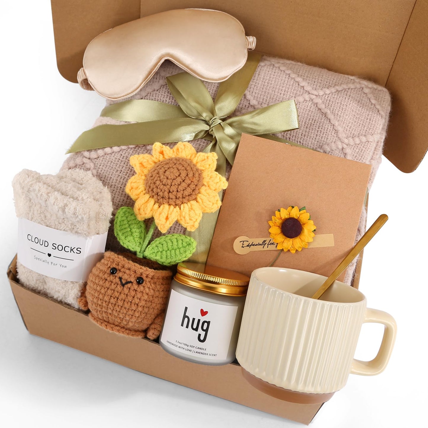 Women's Birthday Self-Care Gift Basket, Sunflower-Themed Sunshine Gift Sunshine Care Gift Set, Recovery Gift Basket ,Christmas Birthday Gift, Dedicated to Women, Mothers, Best Friends, Wives