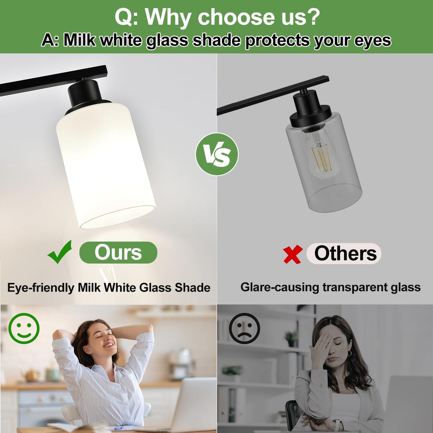 MOKATNG 3-Light Bathroom Light Fixtures, Vanity Light with Milky White Shades, Matte Black Bathroom Light Fixtures Over Mirror, Modern Bathroom Wall Lamp for Mirror Living Room Cabinet Bedroom