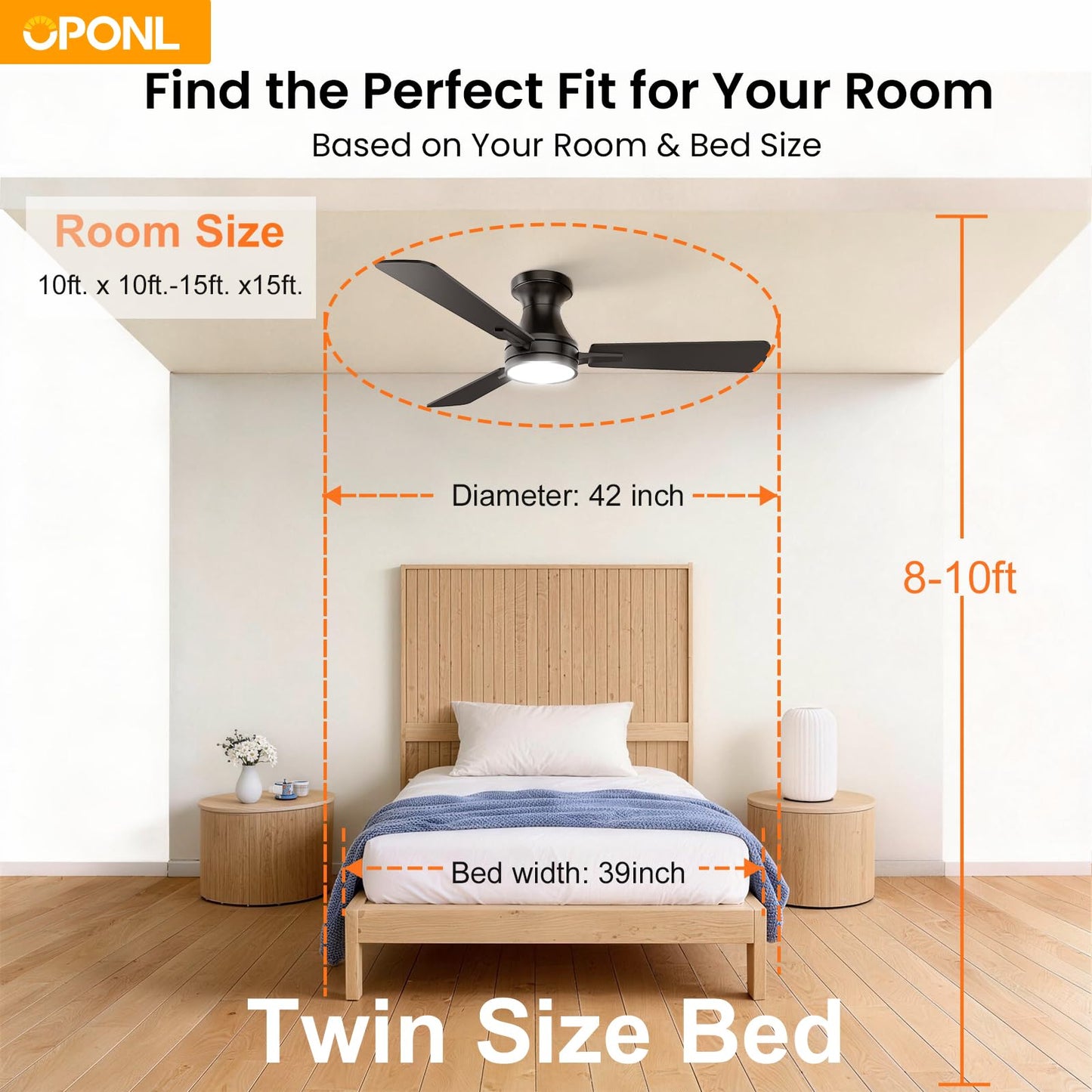 OPONL 42 Inch Black Ceiling Fan with Light, Remote Control, Noiseless, Reversible, 6CCT, Dimmable, Timeable, Metal Housing Ceiling Fans with Lights for Bedroom, Indoor/Outdoor Use