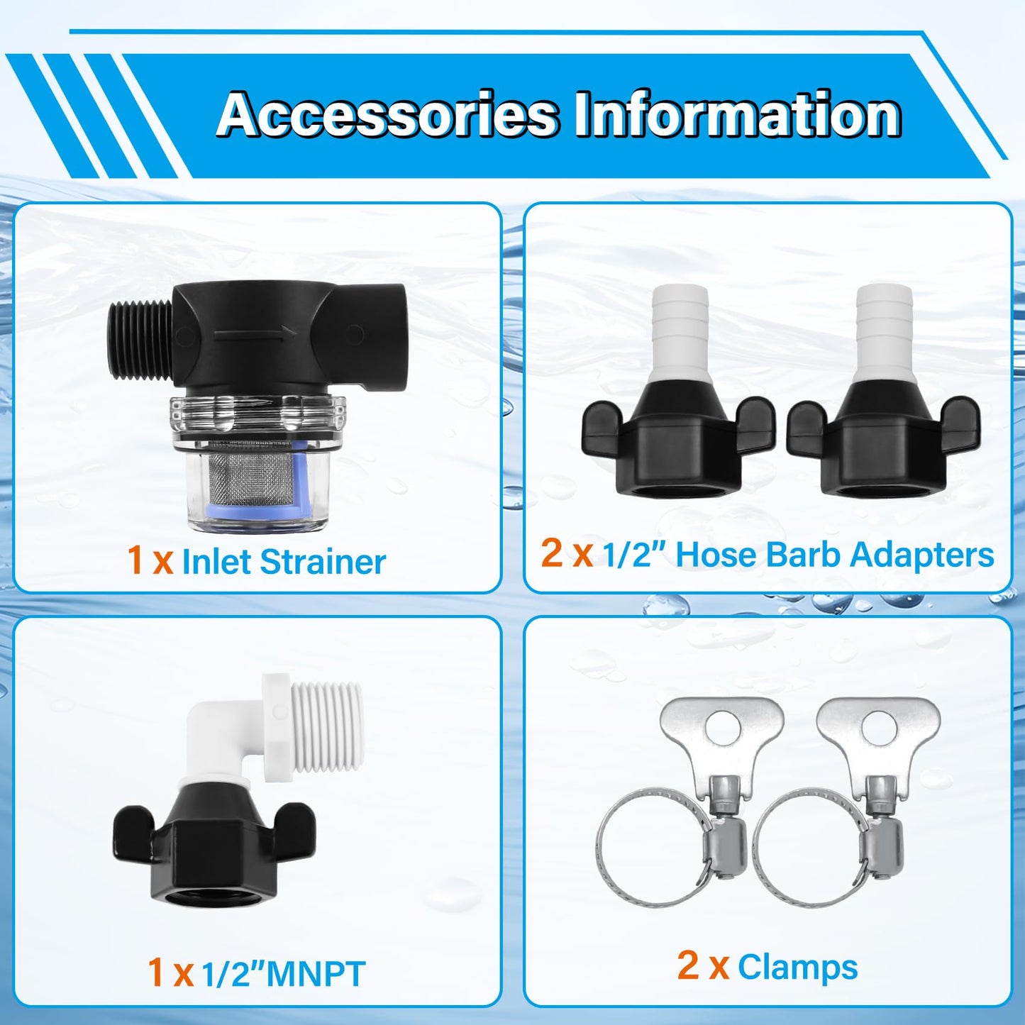 12V Pump,6.5GPM,70Psi Diaphragm Water Pump,Self Priming Up to 10 Feet,Ideal for RV,Marine,Yacht Sprayer and Pressure Washing-1/2 MNPT Connection
