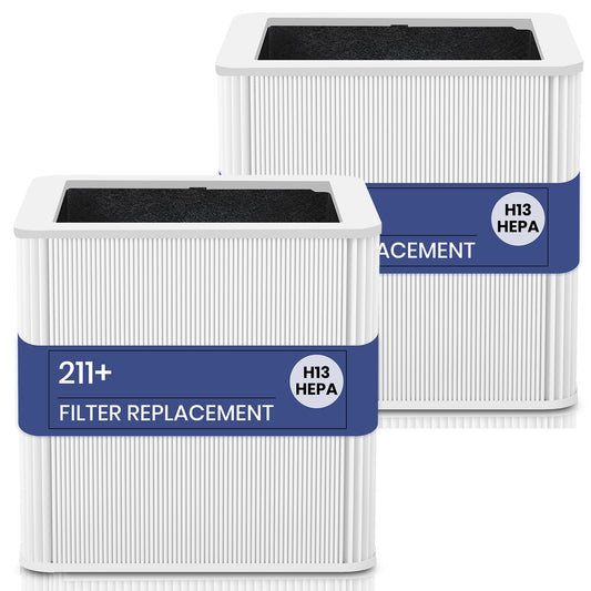 2 Pack 211+ Filter Replacement Compatible with Blue Pure 211+ and 211+ Auto Air Purifier, 2-Stage Filtration System of H13 True HEPA Filter and Activated Carbon Filter