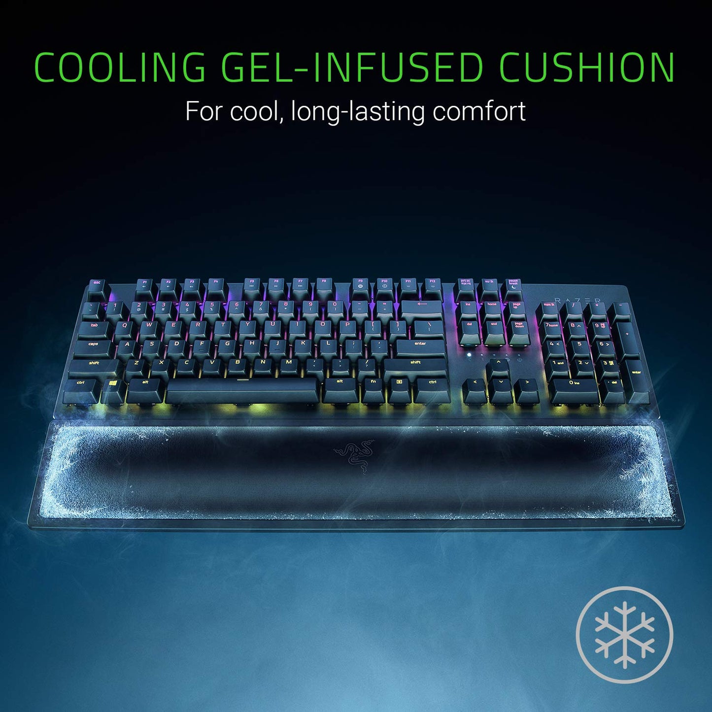 Razer Ergonomic Wrist Rest Pro for Full-Sized Keyboards: Cooling Gel Infused - Anti-Slip Rubber Base - Angled Incline - Classic Black