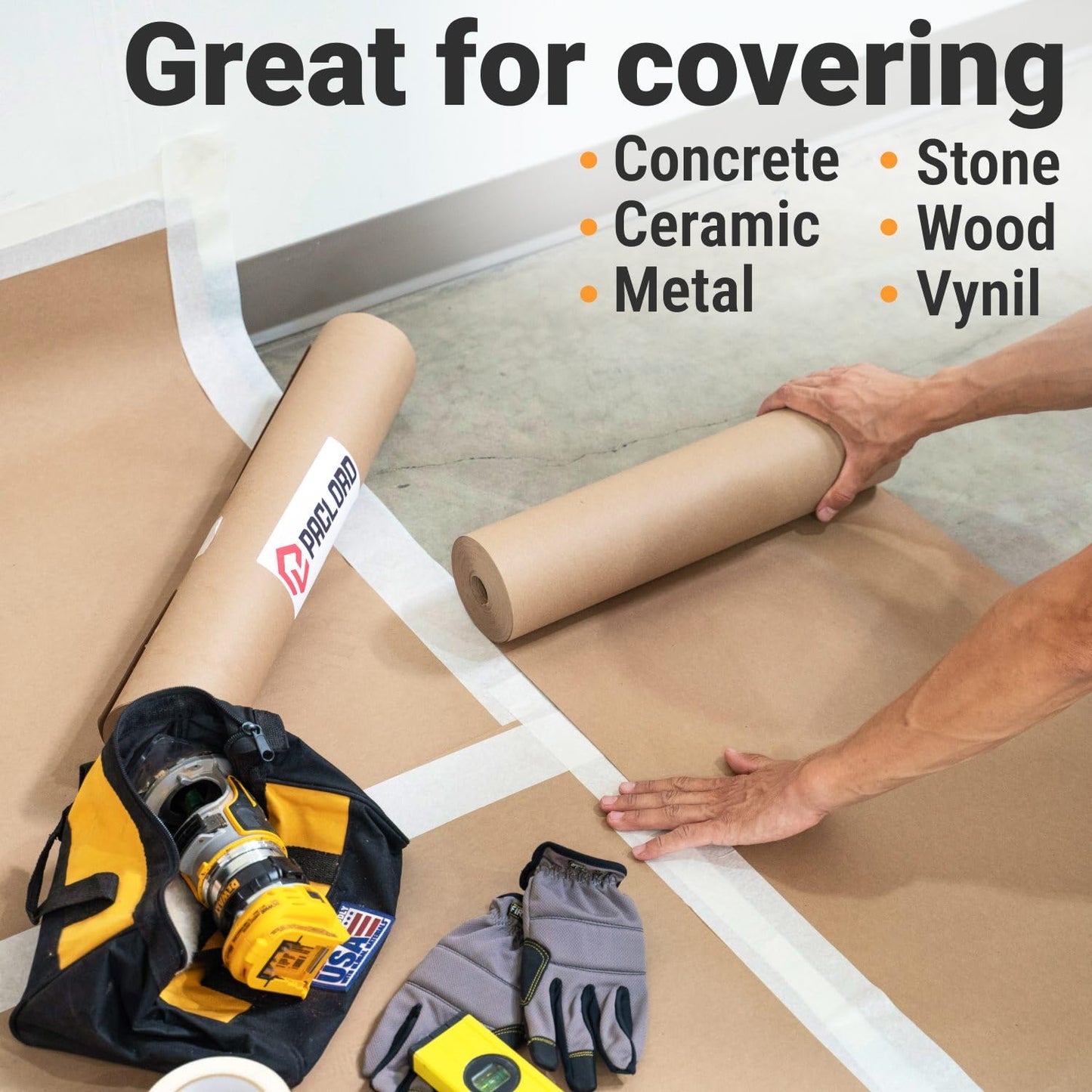 Floor Protection Paper 24" x 166 ft - USA-Made Brown Rosin Paper Roll, 7 Mil Heavy-Duty Builders Paper for Painting, Construction, Hardwood Floor Cover - Protection from Paint, Dust, Foot Traffic