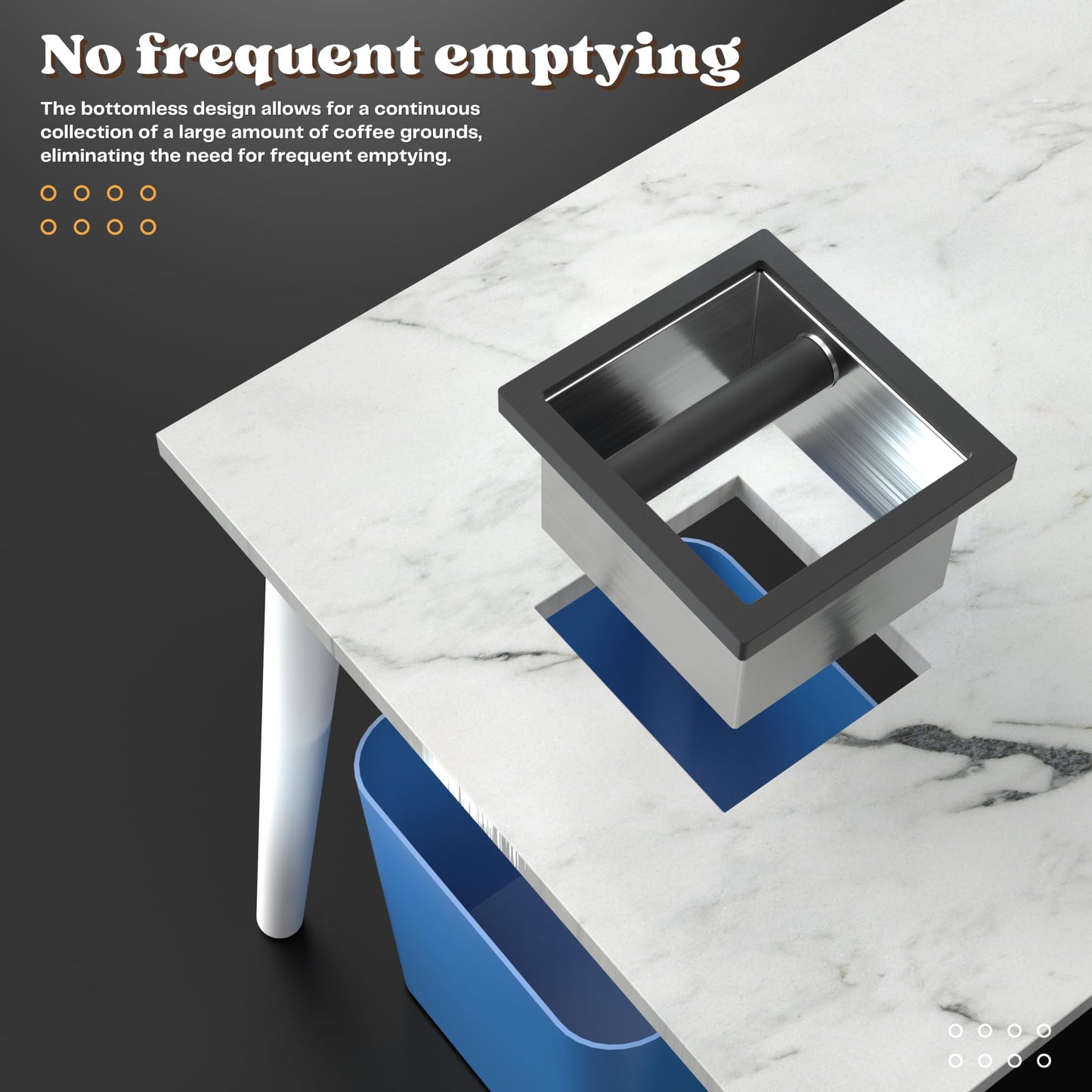 Bottomless Coffee Knock Box, Stainless Steel Espresso Knock Box Chute for Coffee Grounds, Counter Mounted Knock Box, Open Bottom Countertop Knock Box for Commercial Coffee Shop Office Home