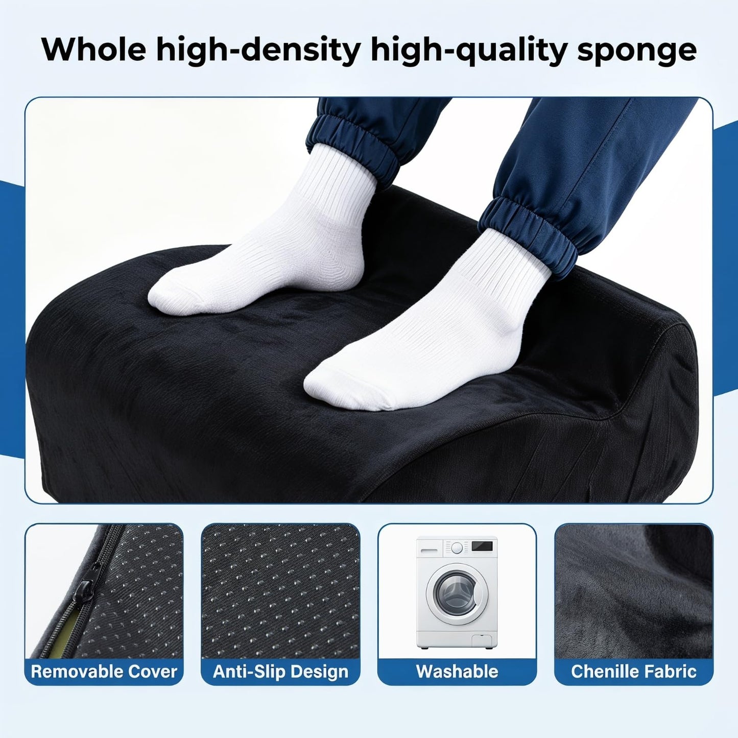 Foot Rest for Under Desk at Work. Multifunctional 3-Tier Foot Stool Office Desk Accessories, Soft Ergonomic Footrest,Support Foot Pillow,Heel Chair,Leg Elevation Pillow (Black, One Size)
