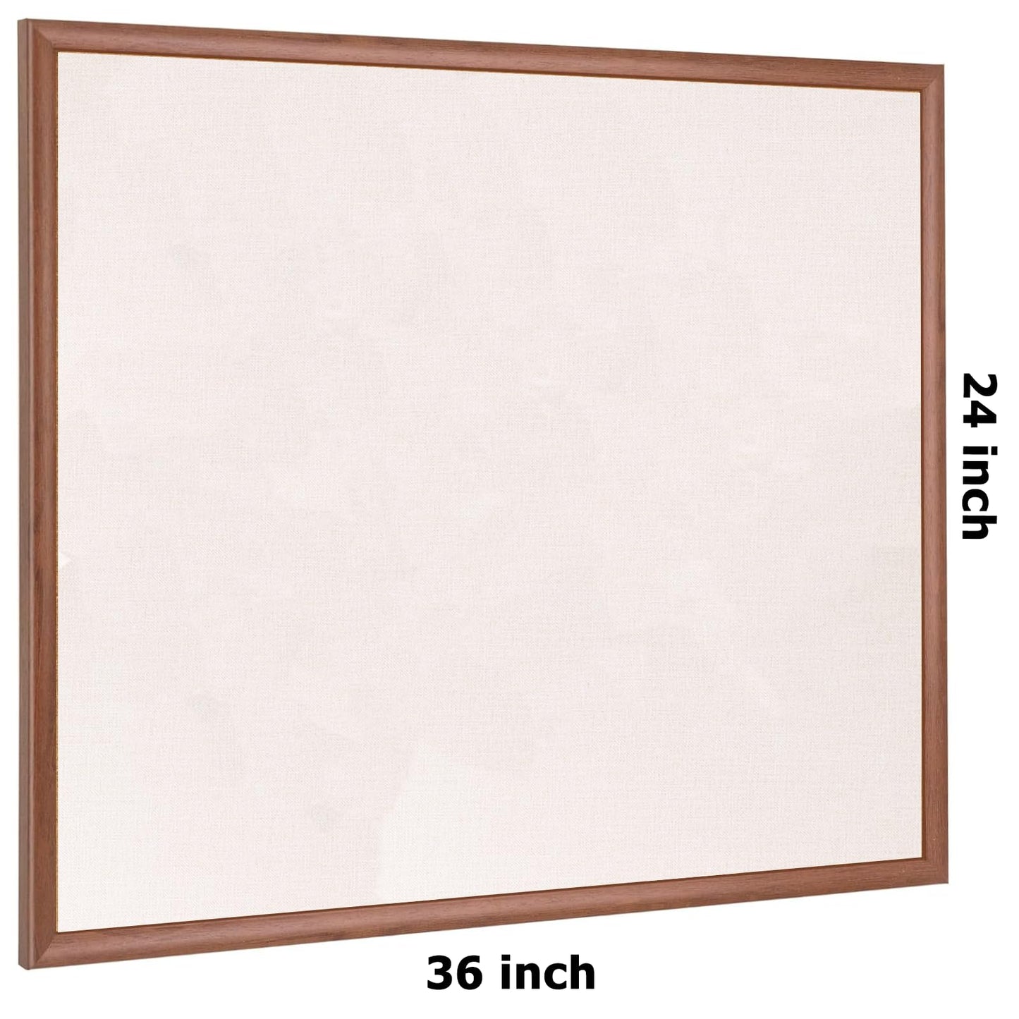 AMKIOKIO 24'' x 36'' Large Linen Bulletin Board, Cork Board for Walls, Walnut Wood Style Frame, Vision Board, Pin Wood, Ideal for Shool, Home and Office