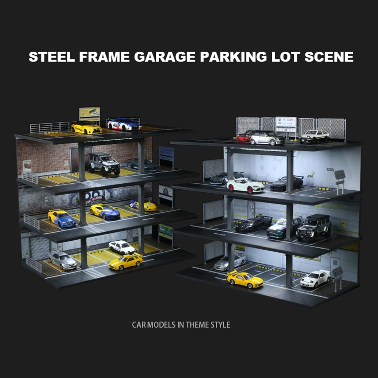 1/64 Scale Die-cast Model Car Display Case Organizer - Parking Garage Diorama Compatible with Hot Wheels Matchbox Mini GT,for Toy Car Display and Storage 20 Parking Spaces (Mix)