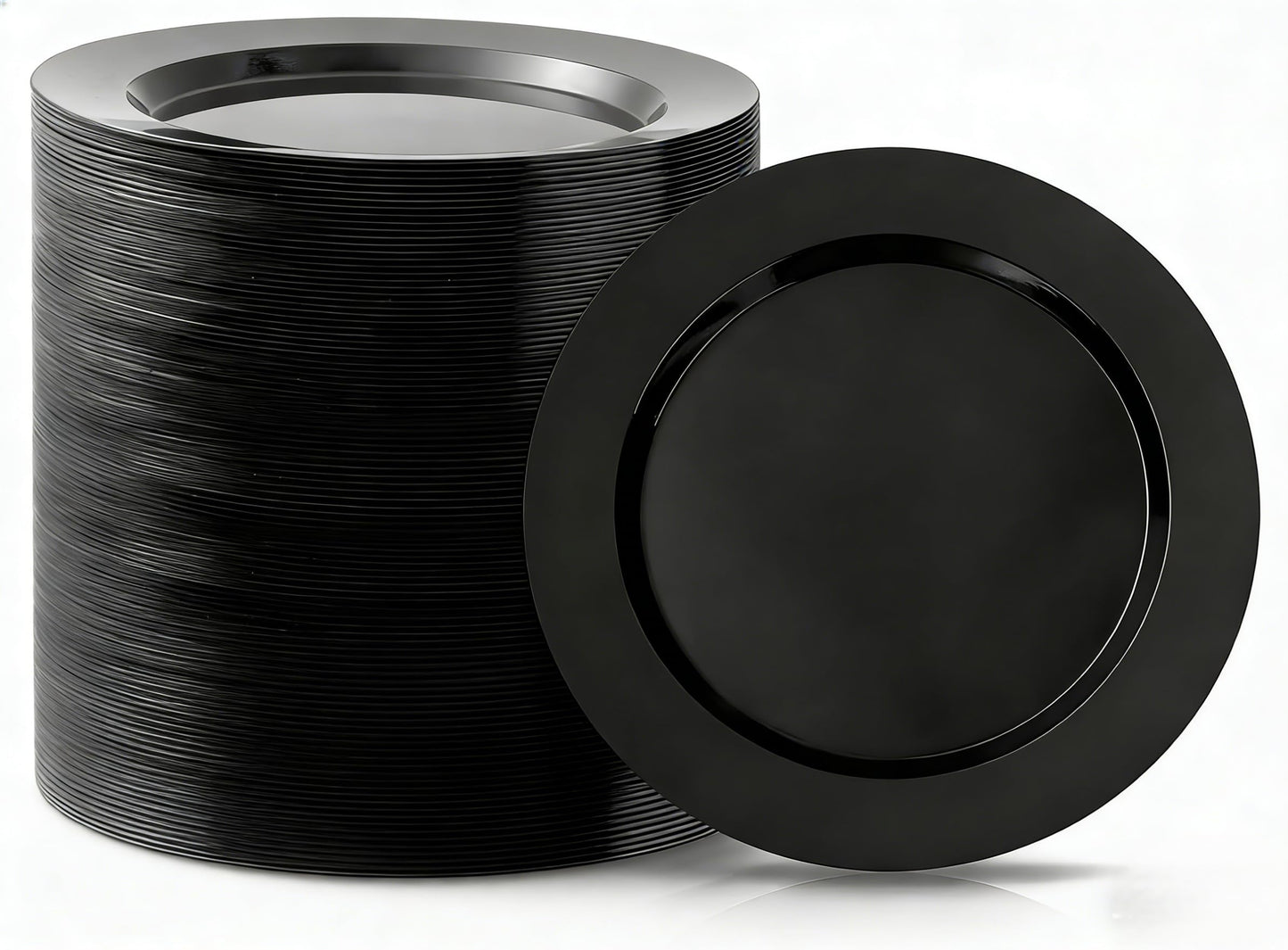 Bestluck 100PCS Black Plastic Dinner Plates 10inch, Premium Hard Disposable Plates for Party, Wedding