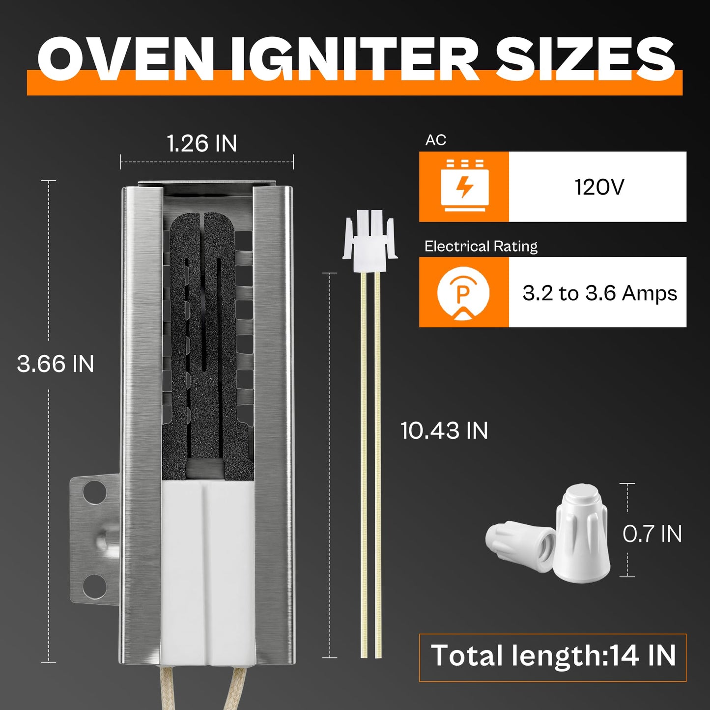 74007498 Oven Igniter for Maytag Whirlpool Gas Range MGR4452BDW MGR4451BDW MGR4451BDQ MGR5755QDW | 17s Quick Heat Gas Oven Igniter Replaces 7432P075-60 7432P106-60 AP4096256 PS2085070