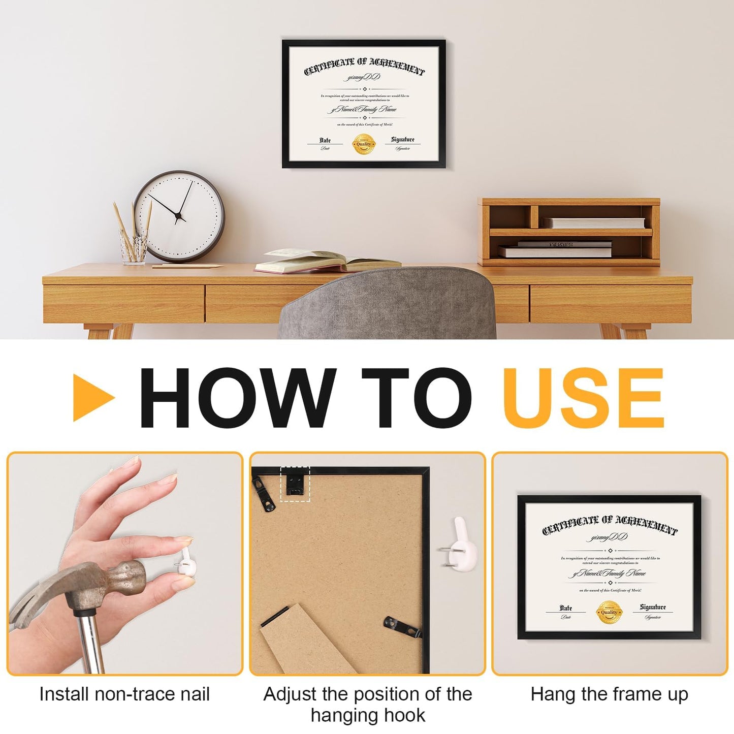 YixangDD 12 Pack Certificate Frames 8.5 x 11, College Diploma Frame with Clear Plexiglass, Black Degree Document Frame for Wall and Tabletop Display