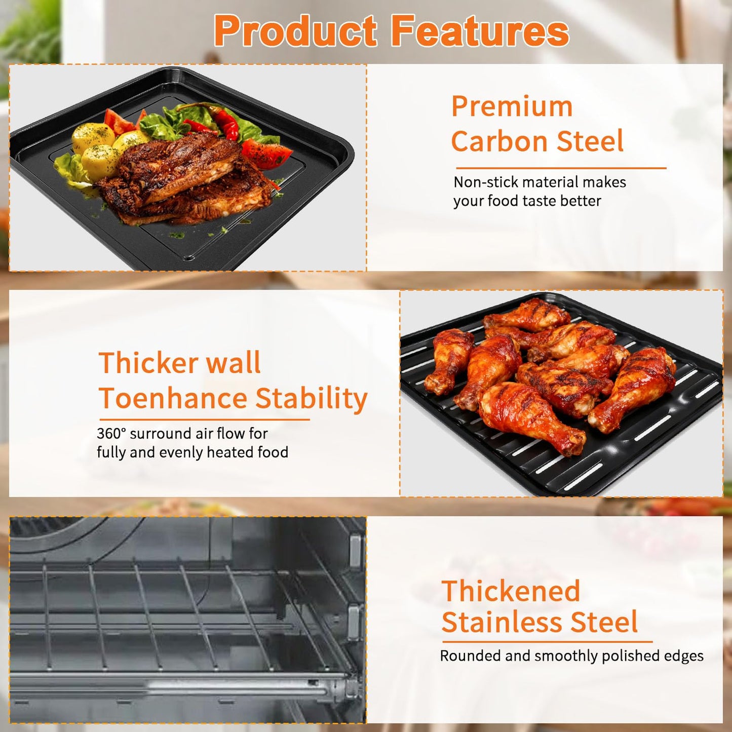 GWBSXM 3PCS Air Fryer Set for Ninja Foodi DT251 DT201 DT200 Digital Air Fryer Countertop Oven Accessories Sheet Pan, Roast Tray & Wire Rack Replacement Parts for Baking, Roasting, Dishwasher Safe