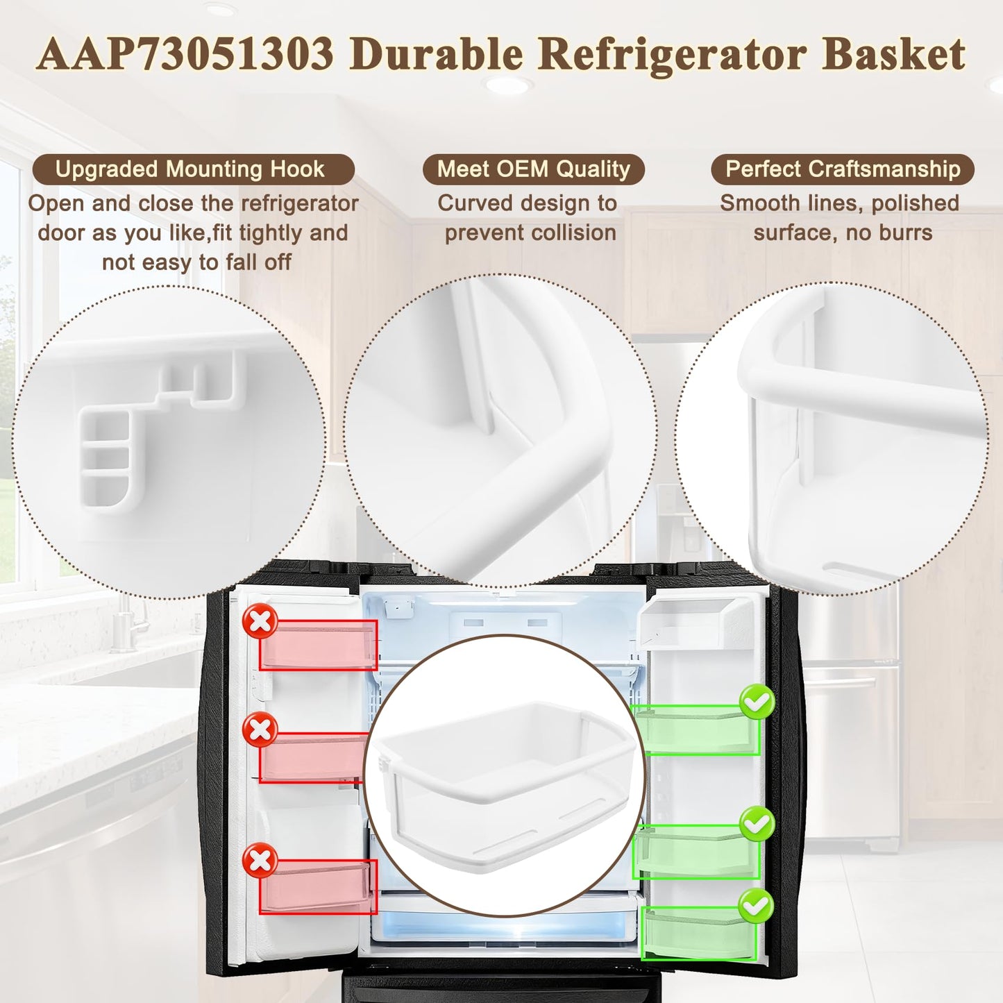 Upgraded AAP73051302, AAP73051301 Door Bin (Right) Compatible with LG LFX25978SW Door Shelf, LFX25978ST/00 Right Door Bin, LFX25978SB Door Shelf, Kenmore 79551012010, etc, Replacement AAP73051303