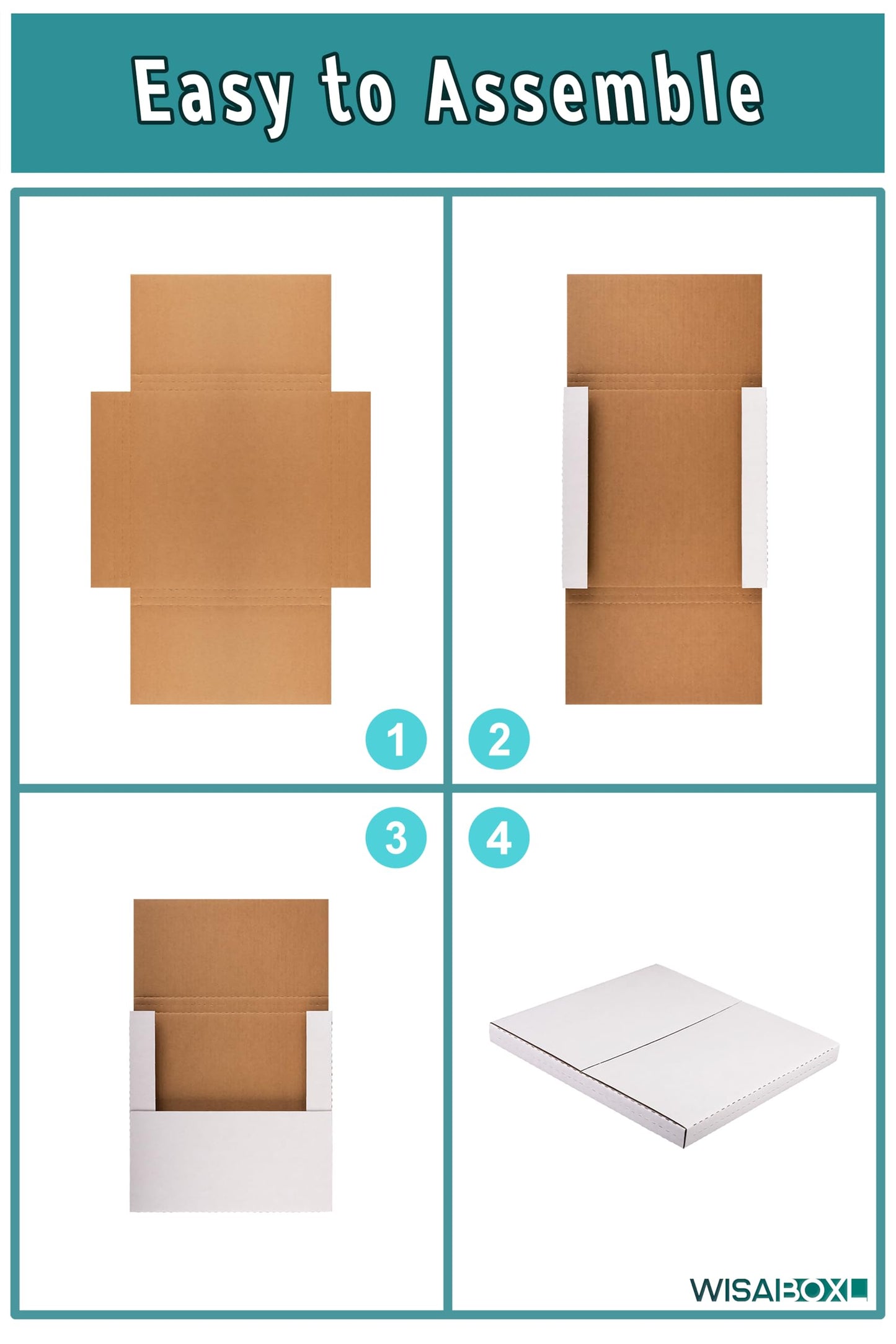 Wisaiboxl White Vinyl Record Mailers 12.8x12.8x1 inch LP Mailing Corrugated Cardboard Boxes, Easy Fold, Multi Depth Album Shipping Boxes with Fragile Stickers, 20 Pack