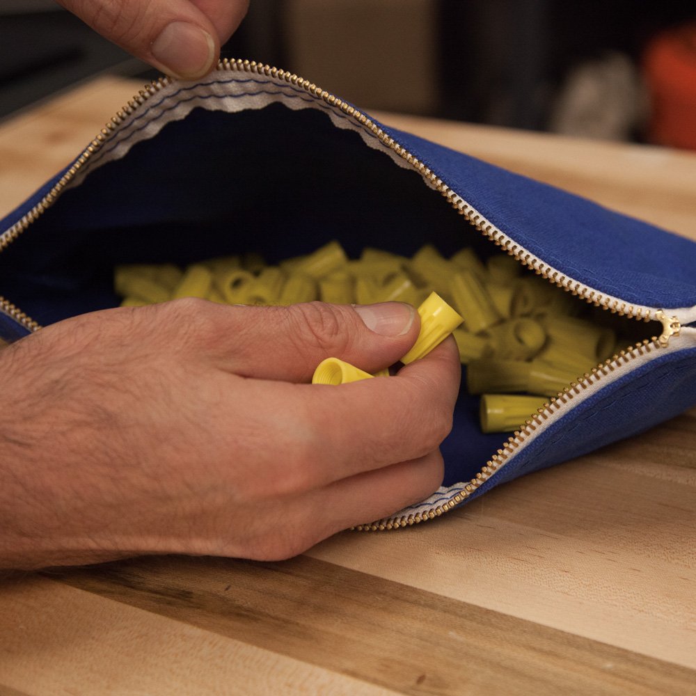 Klein Tools 5140 Canvas Zipper Bag, Tool Pouch, Bank Deposit Utility Bag, 12.5 x 7-Inch, Olive/Orange/Blue/Yellow 4-Pack