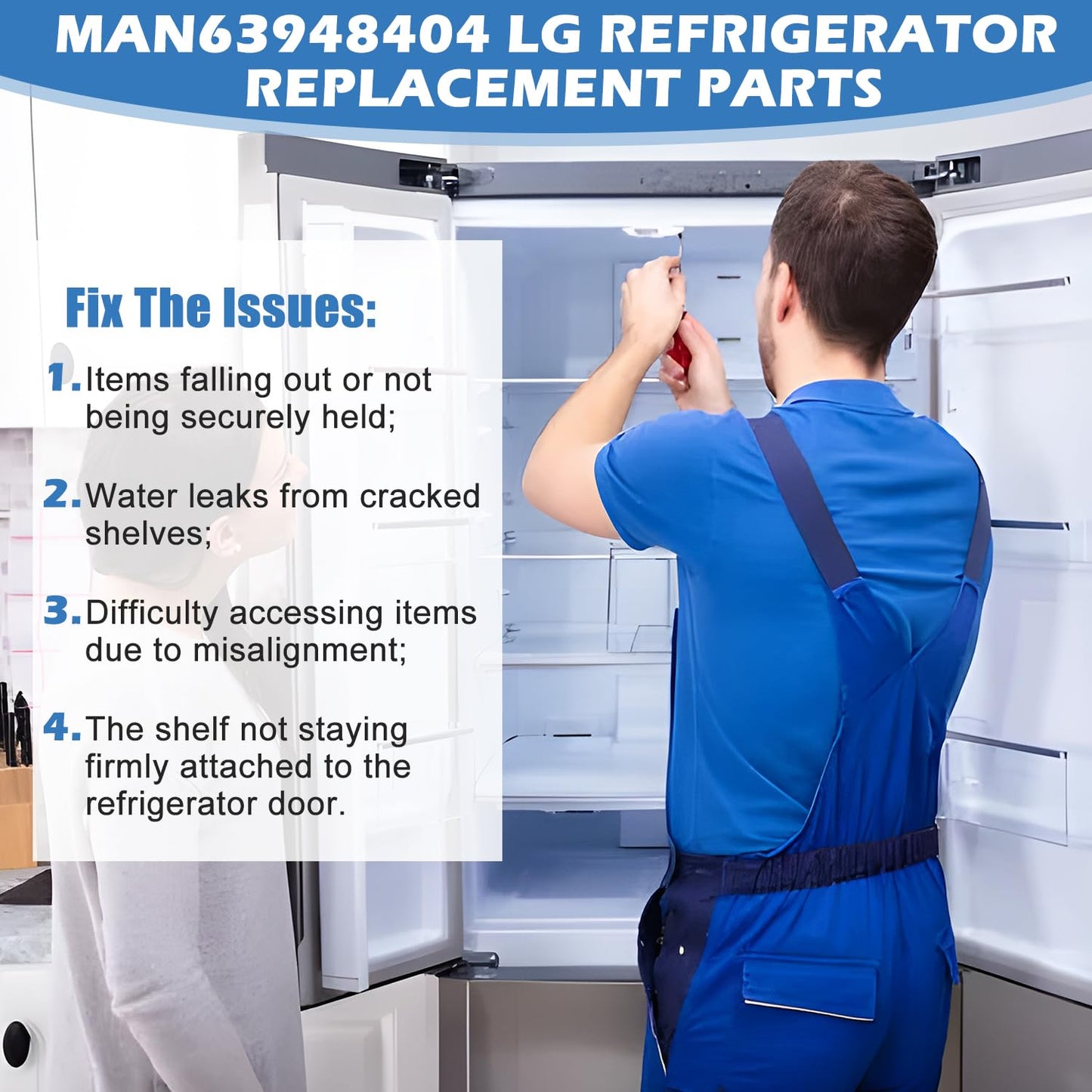 UPGRADED MAN63948404 Refrigerator Door Shelf Bin Compatible with LG Refrigerator Door Shelf Replacement,For Kenmore Fridge Shelf MAN63948401 LFXS26973S LMXS28626S LFXC22526S Door Bin Baskets