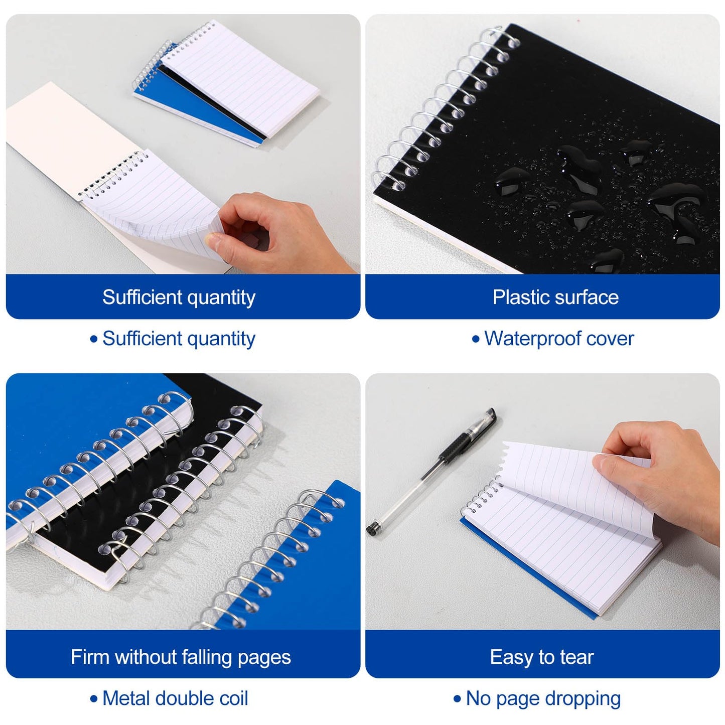Cholemy 50 Pack Small Notepad 3 x 5 Inch Small Notebooks Mini Notepad Pocket Notebooks Mini Spiral Notebook Memo Pads Lined College Ruled Paper for Office School Supplies 75 Sheets (Black, Royal Blue)