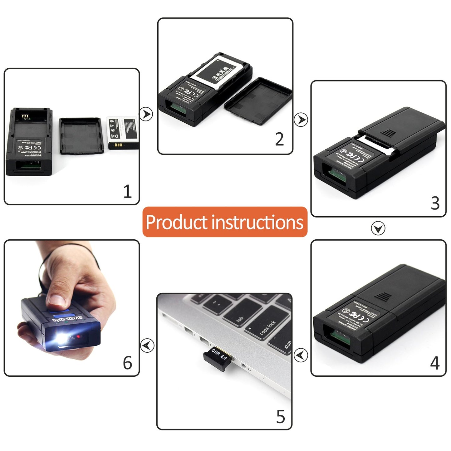 Symcode 2D Bluetooth Barcode Scanner,1D 2D Mini Wireless Handheld CMOS Barcode Scanner with Bluetooth5.0 & 2.4G Wireless Connection,Portable QR Code Reader Compatible for QR PDF417 Data Matrix
