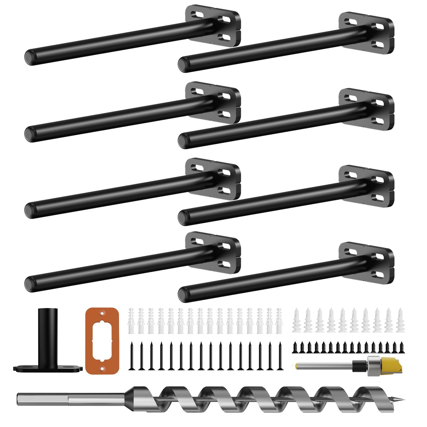 8pcs Wall Shelf Brackets Heavy Duty Floating Shelf Bracket Hidden,Invisible Black Shelving Brackets Decorative Floating Shelf Hardware Heavy Duty,Metal Shelf Support Bracket(8"-8pcs)