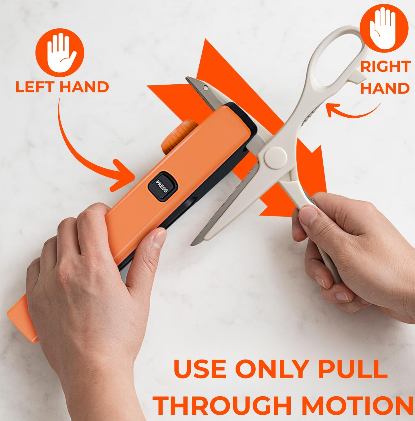 Orange Ninja Scissors Sharpener – 4 Angle Settings for Kitchen, Fabric, Hair & Craft Scissors – Quick, Safe Sharpening for All-Purpose & Heavy-Duty Scissors – Right Hand Use
