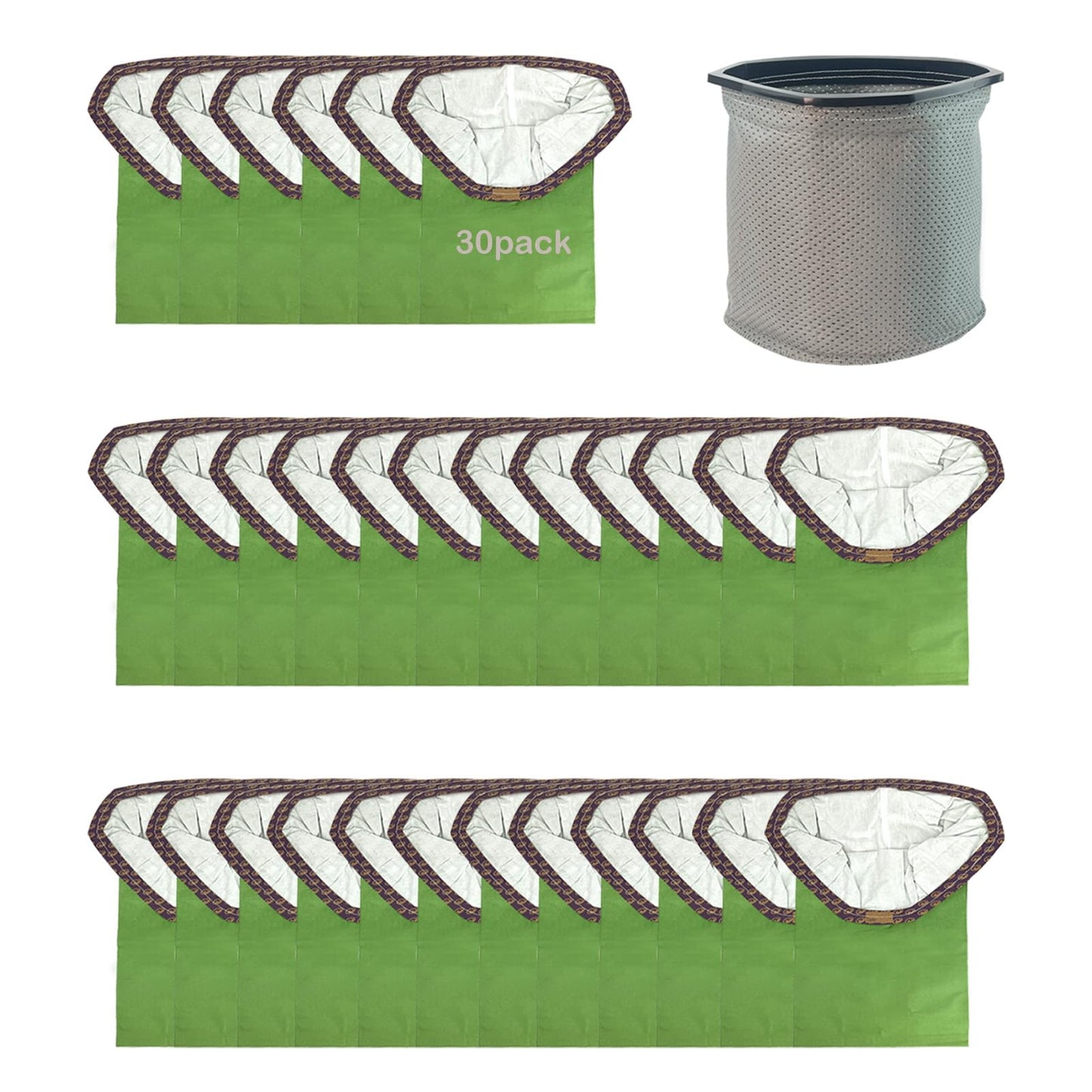 30 Pack 107314 Vacuum Bags + Cloth Bag 834072 Compatible with Proteam 6 QT, Replacement for Proteam Super Coach Pro 6, ProVac FS 6, GoFit 6/PLUS, GoFree Flex Pro II Backpack Vacuum