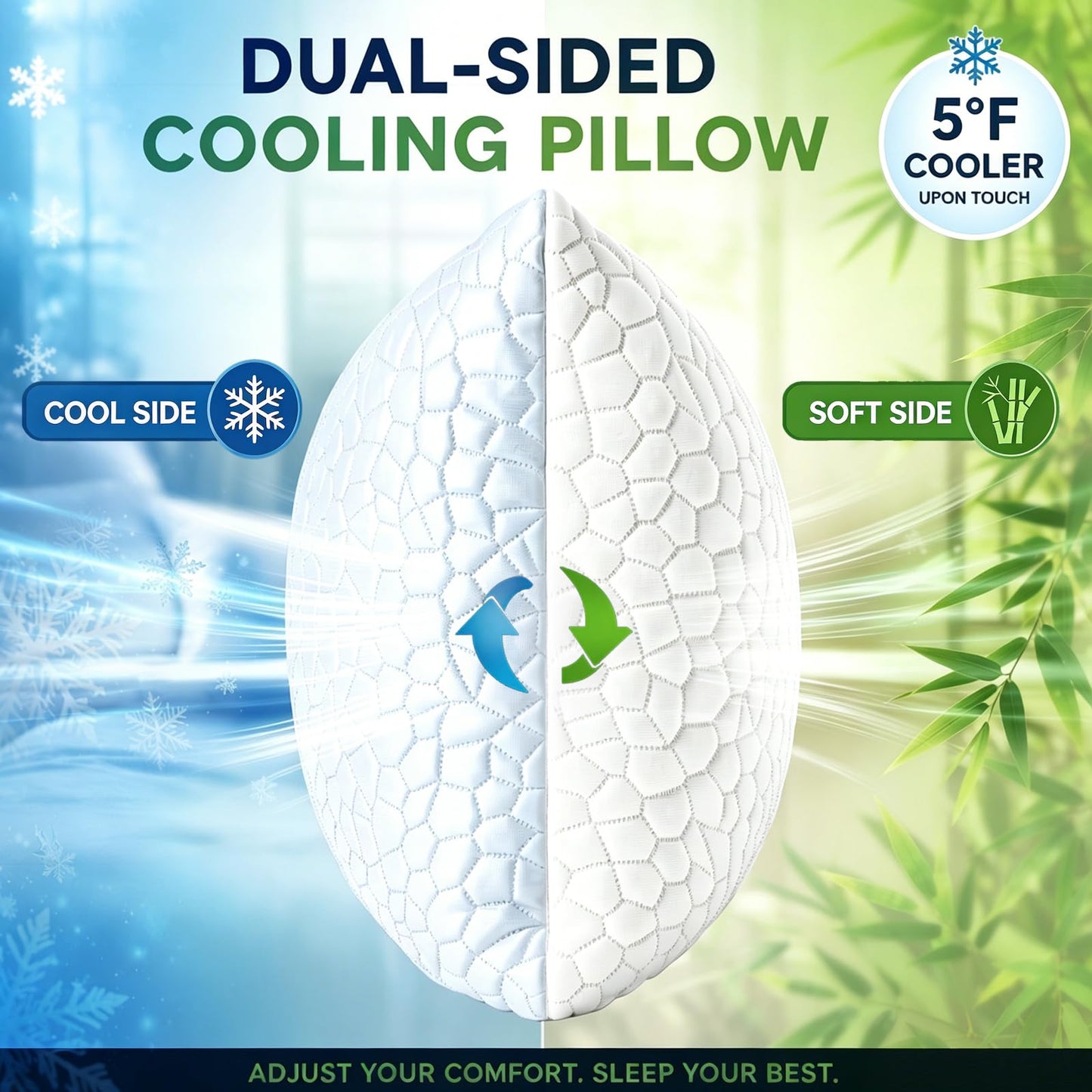 Side Sleeper Pillow for Neck and Shoulder Pain Relief, Cervical Neck Support Pillow for Side Sleepers, Cooling Shredded Memory Foam Pillows for Hot Back Sleepers, Adjustable Curved Queen Bed Pillows
