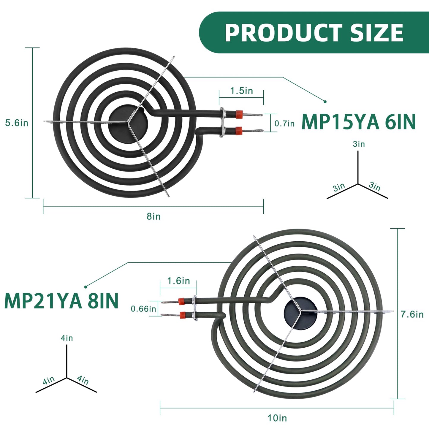WB31T10010(6") and WB31T10011(8") Replacement Drip Pans/Stove Burner Drip Pan and Electric Stove Burner Replacement MP15YA(6") MP21YA(8") Compatible for Frigi-daire Ken-more Range Oven Stove-by MIFLUS