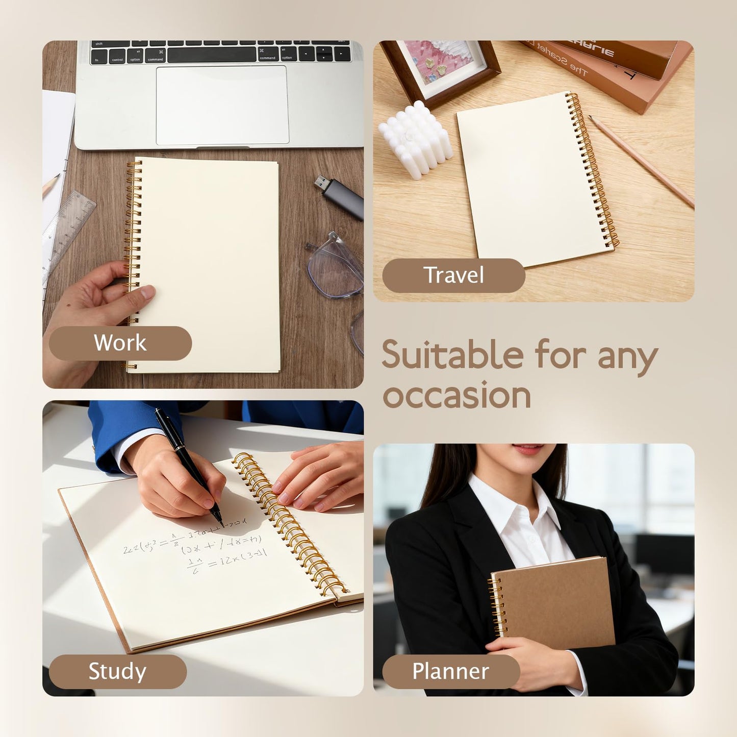 SHENLIU 24 Pack Blank Spiral Notebook, A5 Unlined Spiral Notebook, 100 Pages/ 50 Sheets Journal Sketch Books 8.3"x 5.5" Soft Cover Kraft Diary Planner for School Travel Office (Brown)