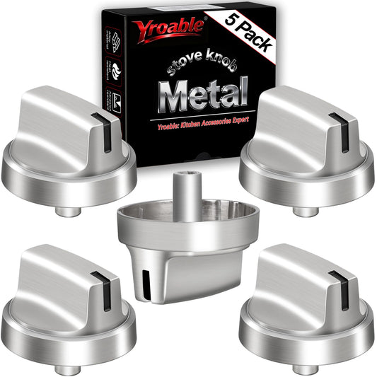 Upgraded Metal WB03X29300 Gas Stove Surface Burner Control Knobs,Compatible with GE Cooktop Knobs Replacements Models:JGP3030SL2SS, JGP3036SL1SS,JGP3530SL1SS,JGP5530SL1SS,JGP5536SL1SS Stainless Steel
