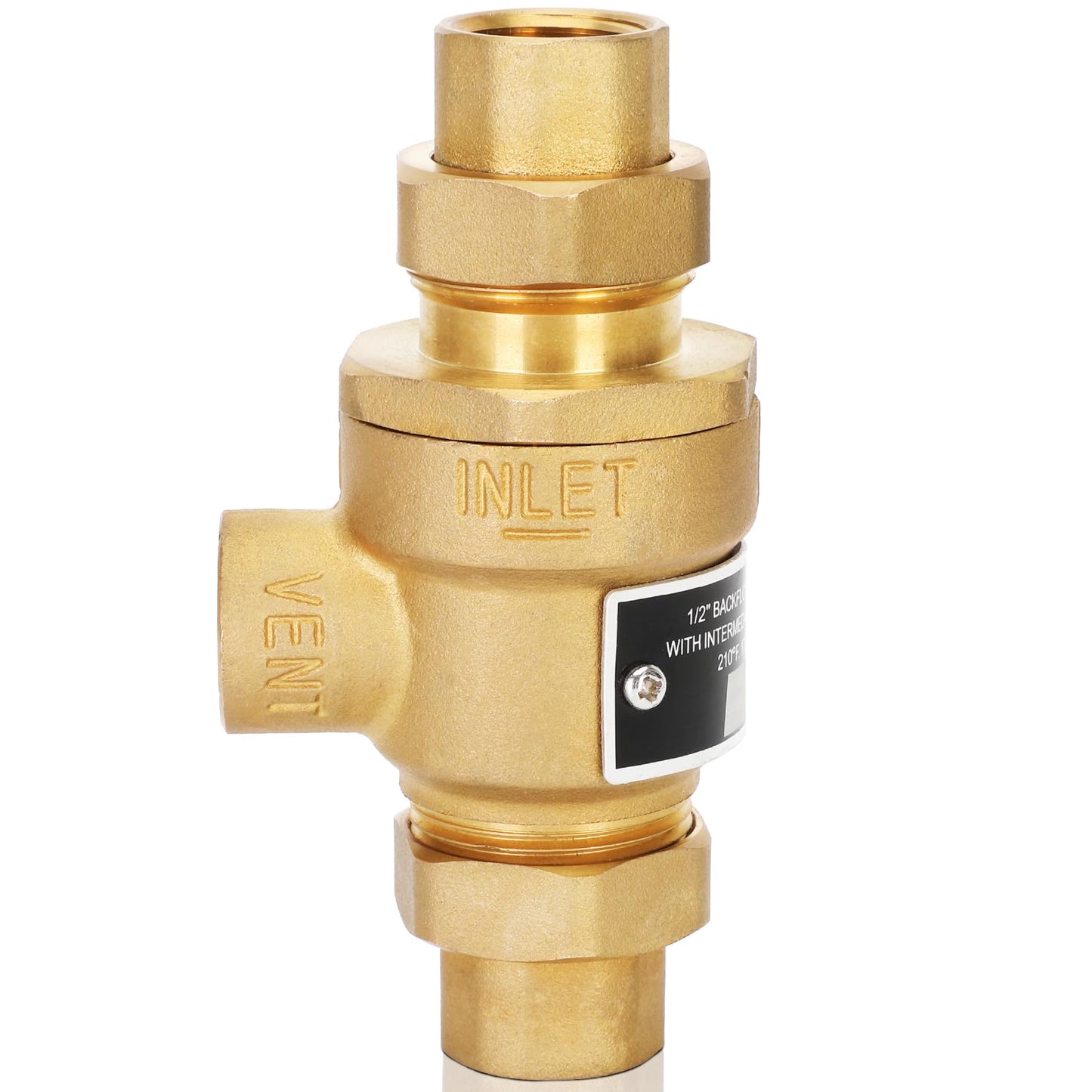 1/2" 9D-M3 Backflow Preventer Brass Dual Check Valve with Intermediate Atmospheric Vent,1/2 Inch,Female Union Inlet and Outlet,190T012,Replacement for Watts