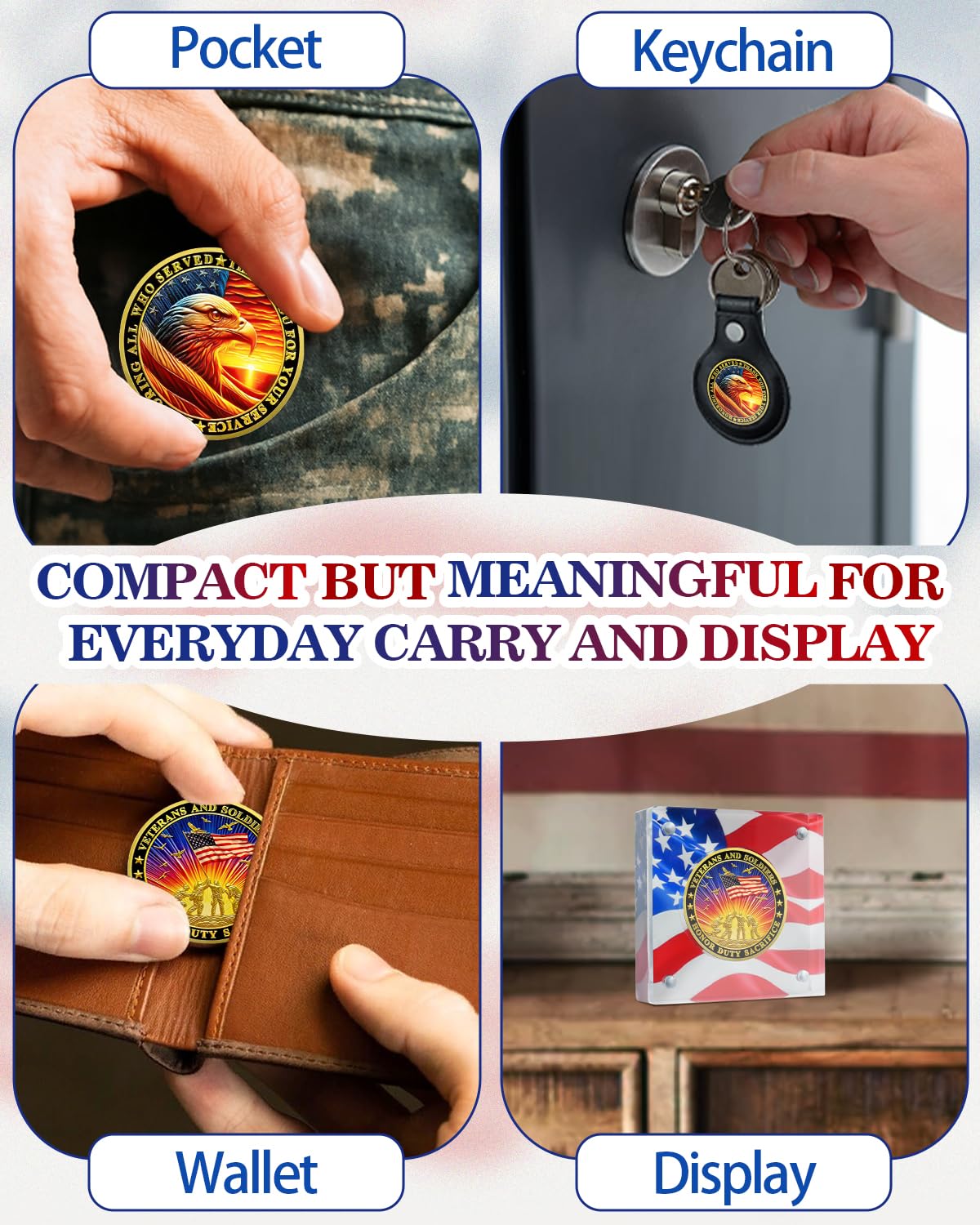 Value Valor Vow 24Pcs Military Challenge Coins Set - Veterans Coin Honoring All Who Served Thank You for Your Service Medallion Military Appreciation Gifts for Men Women Veterans Day Gift