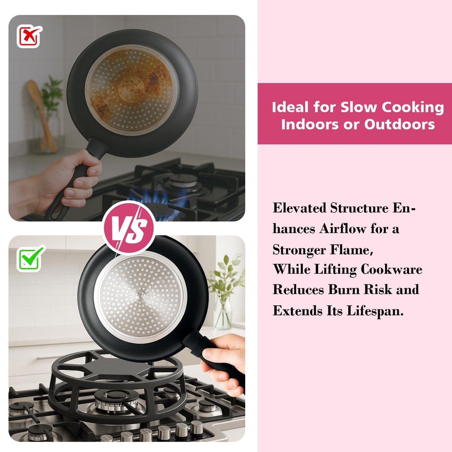 Heavy-Duty Cast Iron Heat Diffuser for Gas Stove, Flame Tamer Simmer Plate with Matte Non-Slip Surface for Even Heat & Temperature Control