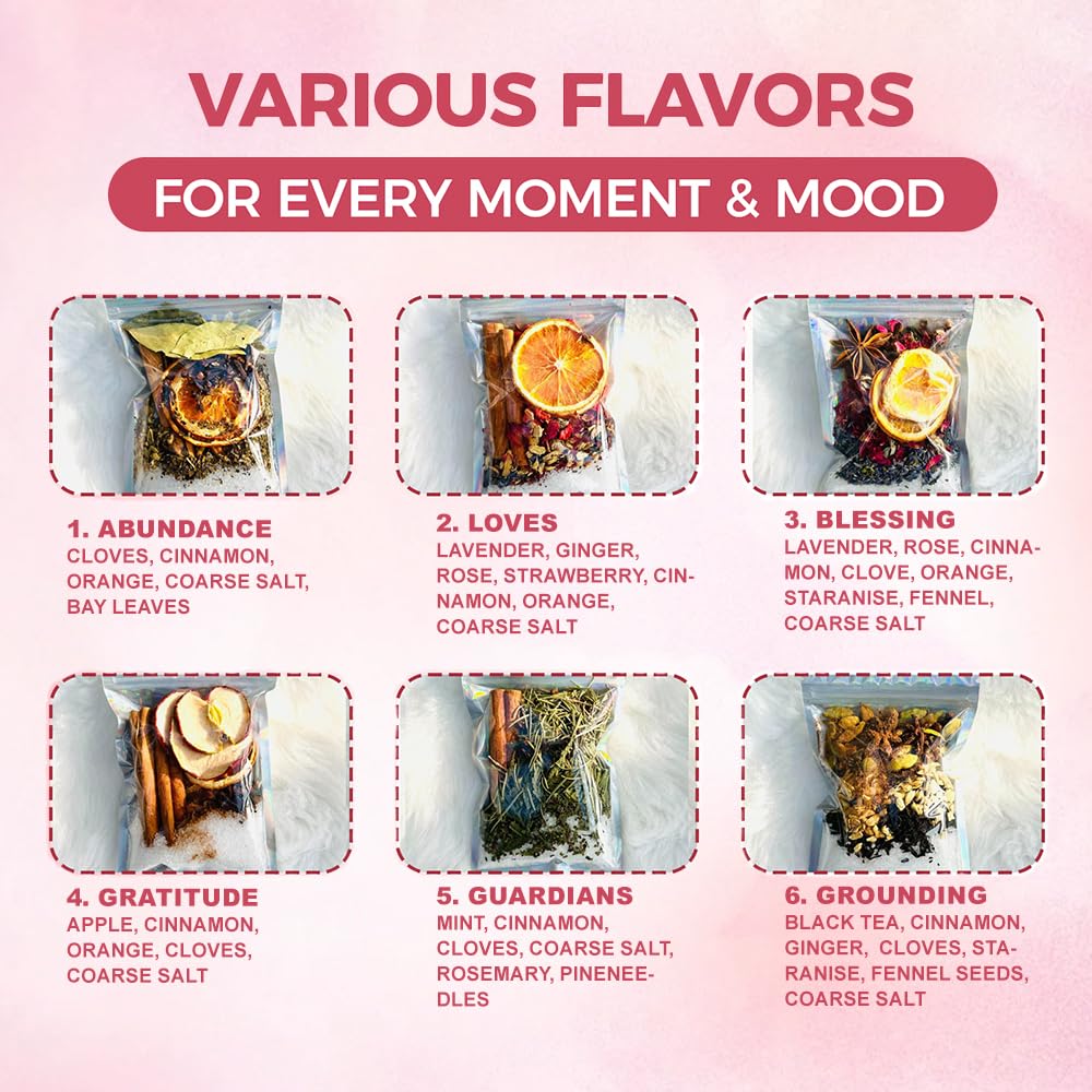 Simmer Pot Potpourri, Simmer Pot Mix, Intention Simmer Pot Blends, Stovetop Simmering Potpourri with Natural Ingredients for Hostess Gifts, Meditation & Ritual Spaces (6 pcs)