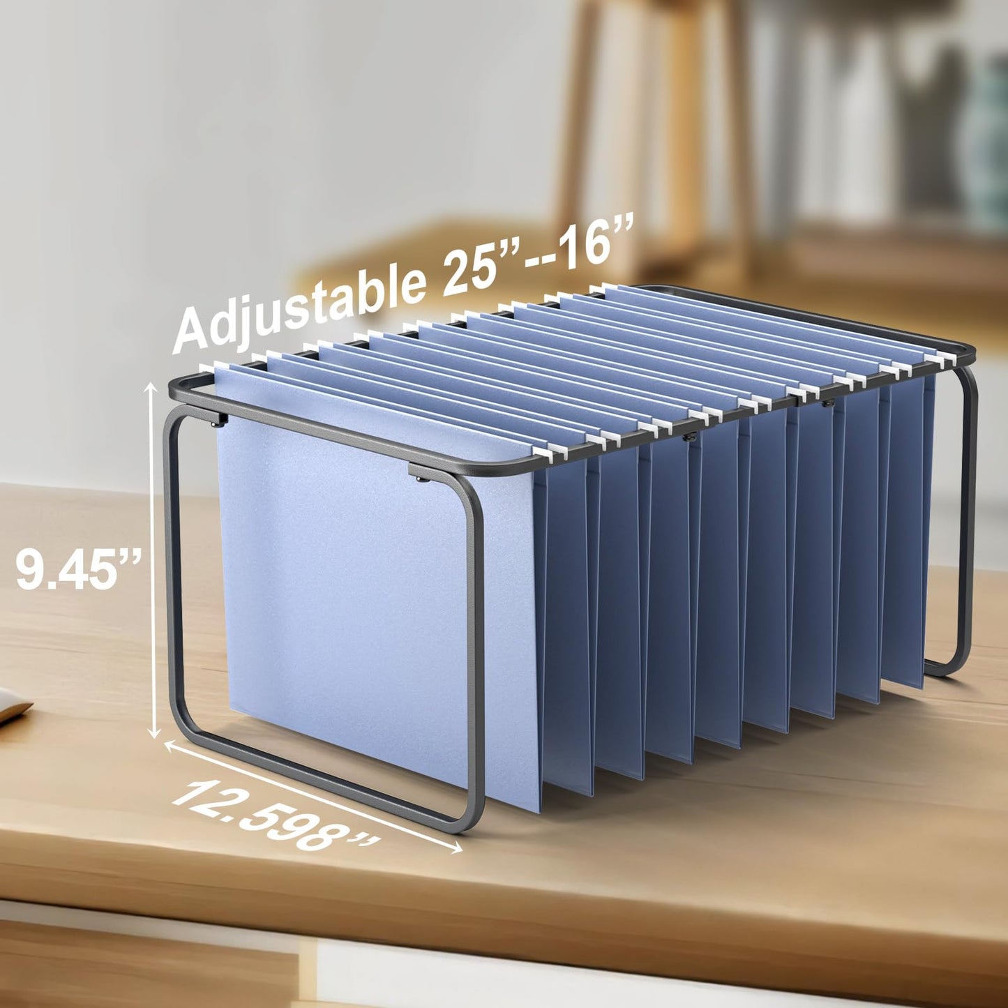 2 Sets Upgraded Adjustable Hanging File Folder Frame,Legal/Letter Size,Length Adjusted 16 to 25 inches,Heavy Duty Steel File Drawer/Cabinet Organizer Insert, Hanging Folder Holder,12.598" W X 9.45" H