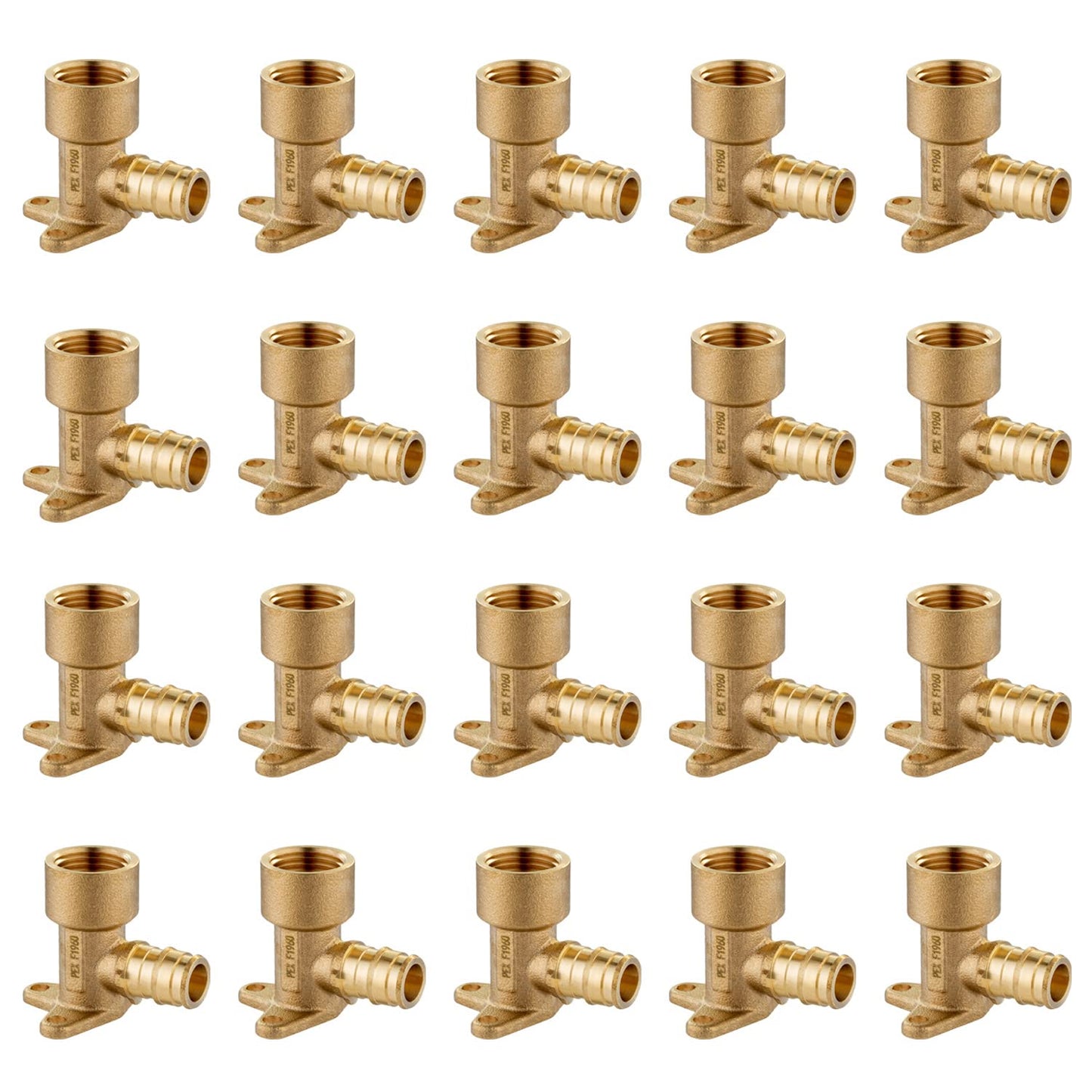 (Pack of 20) EFIELD Pex A Expansion Brass Fitting 1/2"x 1/2" Female NPT Drop-ear Elbow ONLY For Pex-A Tubing Connection, ASTM F1960,(PEX1960116-20PCS)