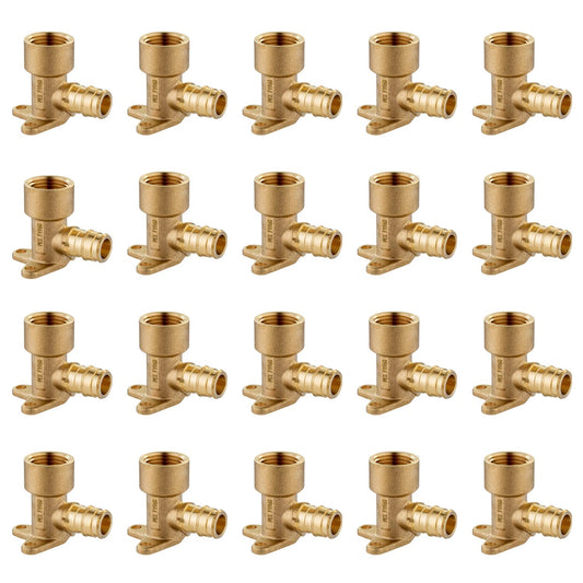 (Pack of 20) EFIELD Pex A Expansion Brass Fitting 1/2"x 1/2" Female NPT Drop-ear Elbow ONLY For Pex-A Tubing Connection, ASTM F1960,(PEX1960116-20PCS)
