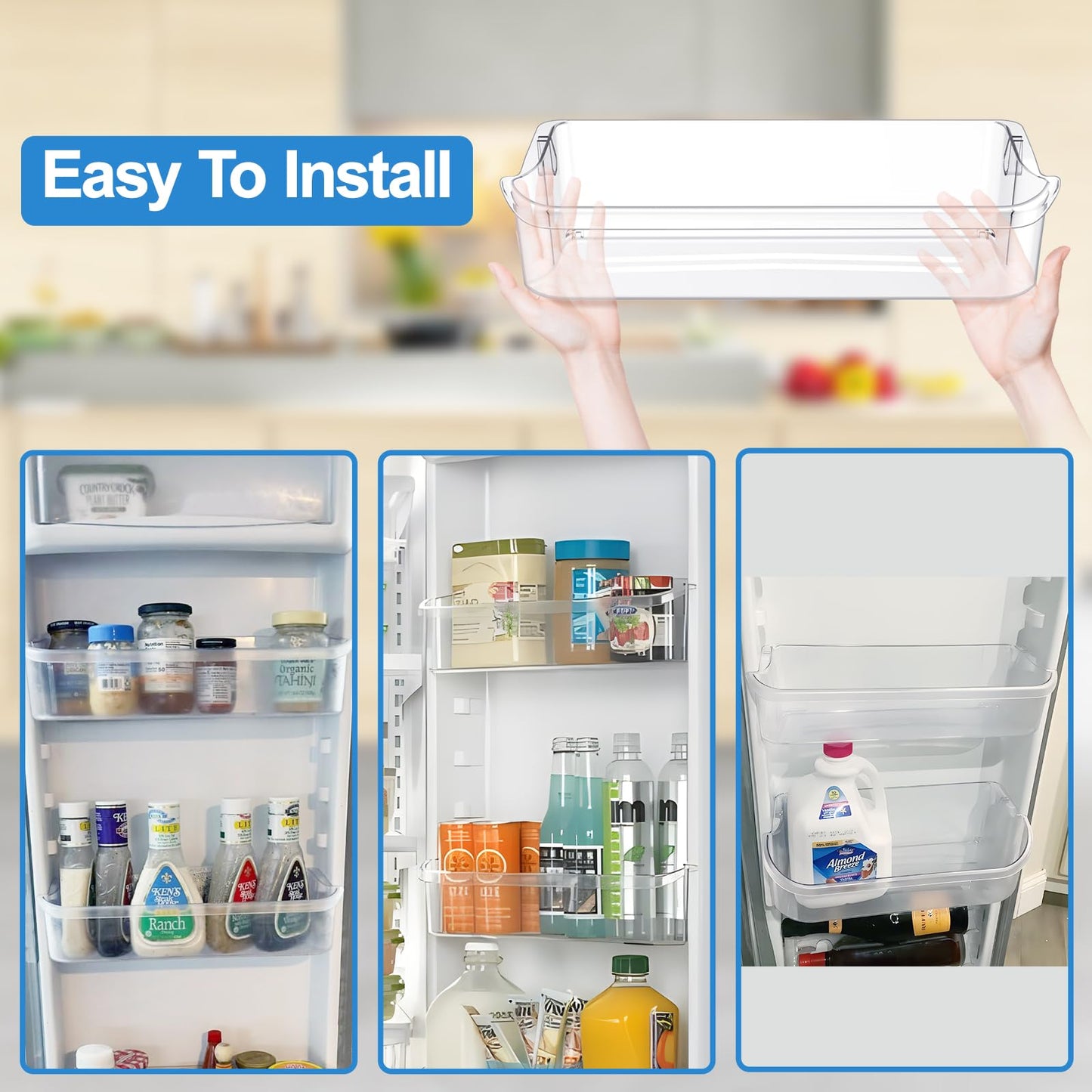 [2 PACK] 241505301 Refrigerator Door Bin Compatible with Frigidaire Gallery Door Shelf 241505300 Frigidaire Door Shelf Replacement PS976745 240430319 FGSC2335TFB FFSC2323TSA FFSC2323TS0 Door Bin