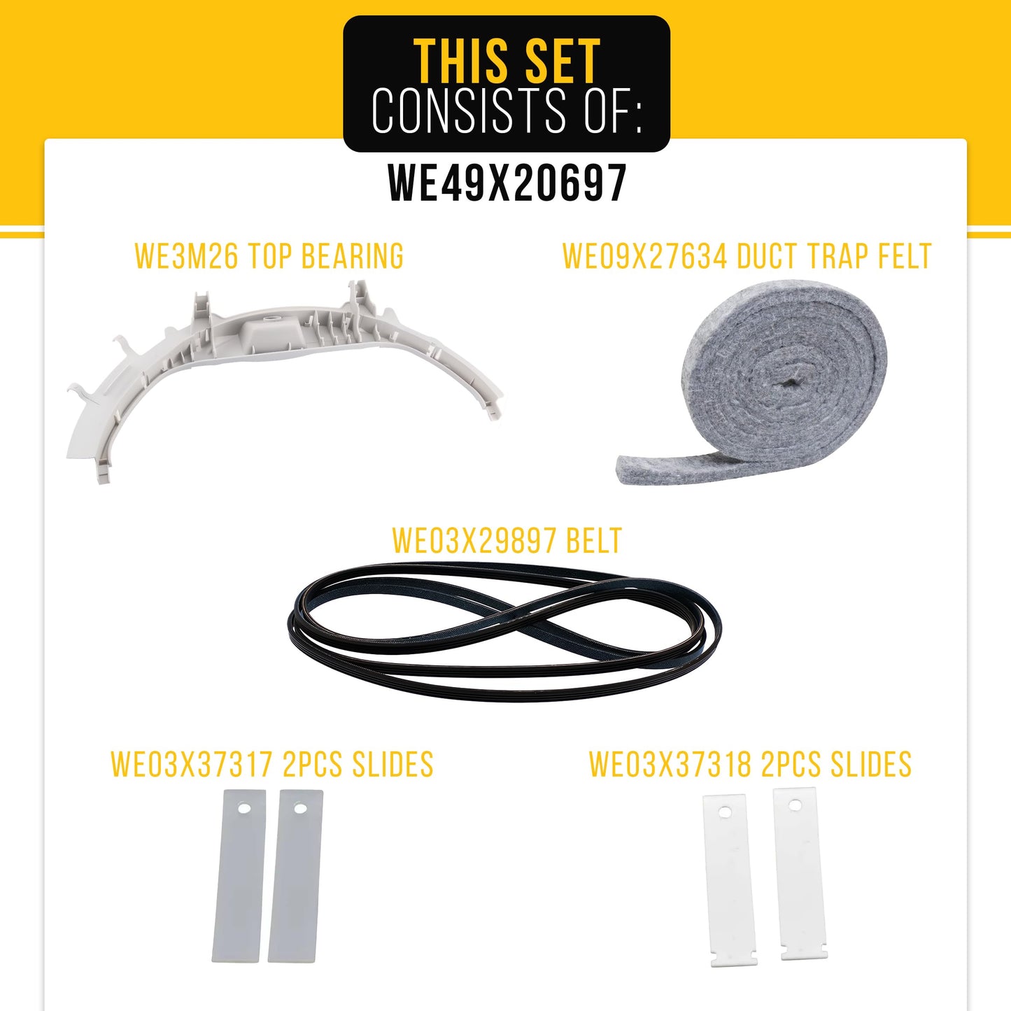 Dryer Bearing Replacement Dryer Maintenance Kit for GE DBXR463ED2WW GTDP490ED0WS DBXR463EG6WW DHDSR46EE1WW DBXR463ED1WW GTDP300EM1WS DWSR463EG7WW DBLR333EE1WW DBLR333EE2WW DBSR463EG7WW DBXR453GT5WW