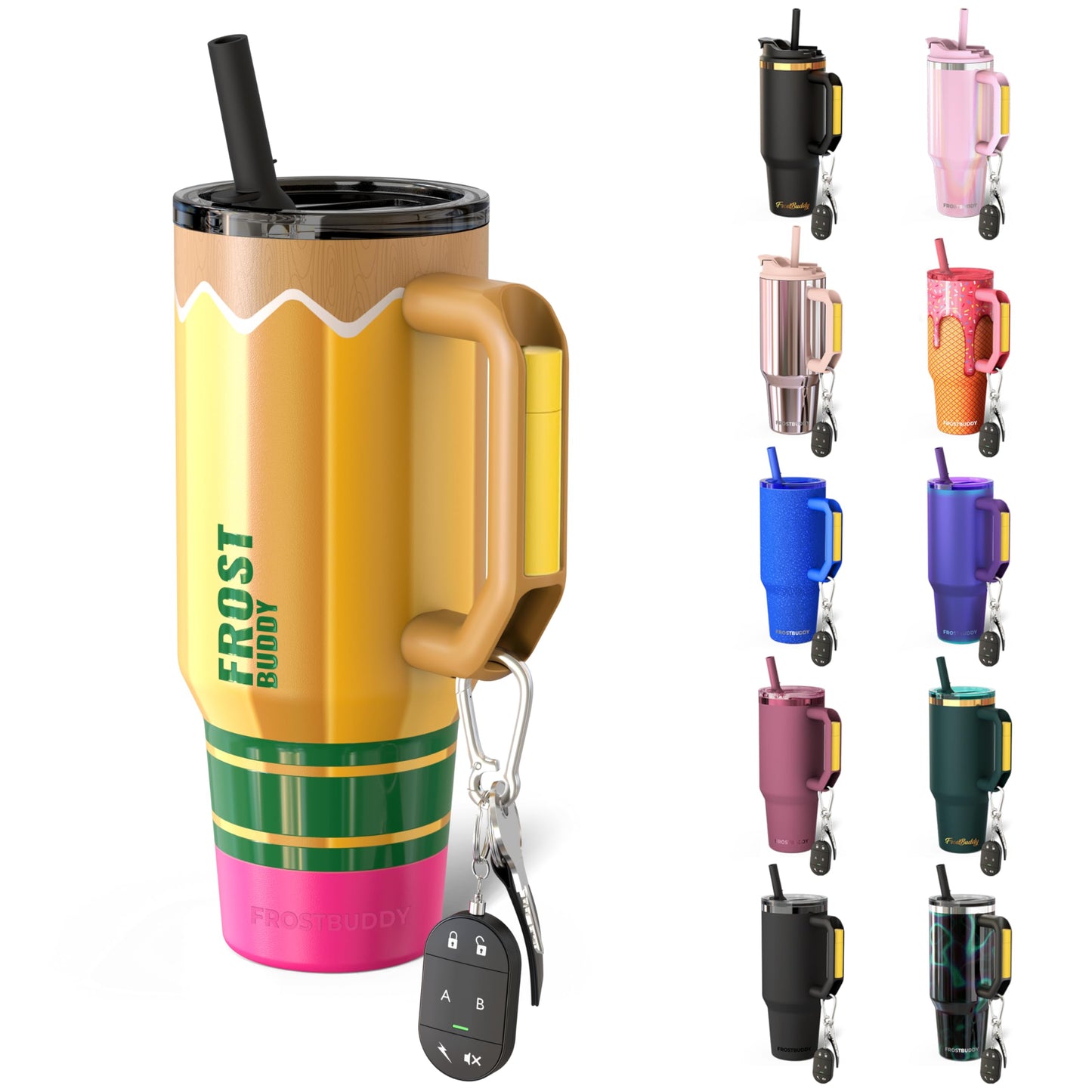 Thicc Buddy - 40 oz Stainless Steel Vacuum Insulated Tumbler with Lid and Straw for Water - Travel Mug Cupholder Friendly - Gifts for Women Men Him Her