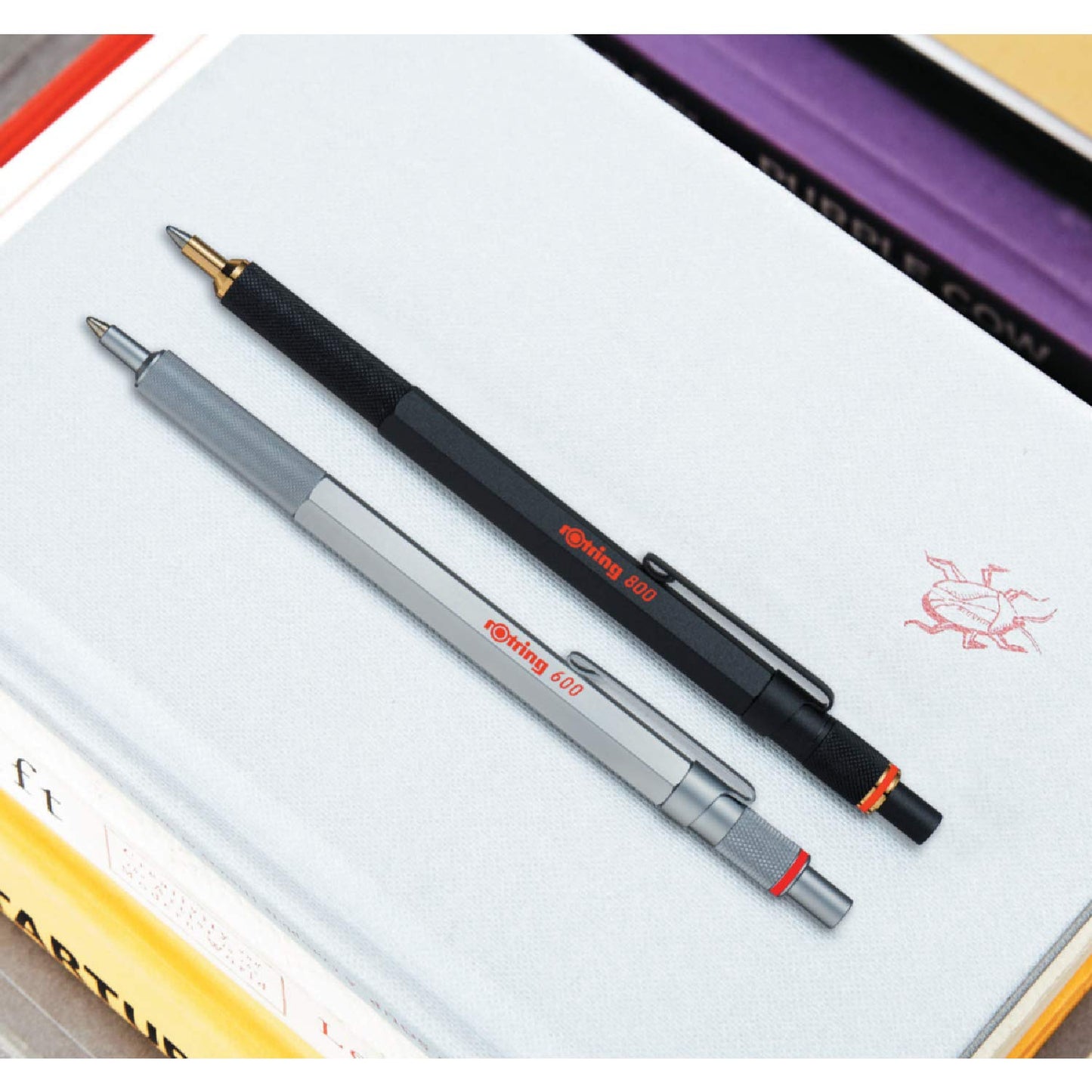 rOtring 600 Ballpoint Pen Medium Point Black Ink Silver Metal Barrel Refillable