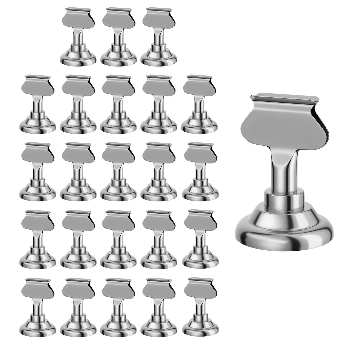 Urban Deco 24 Pieces Table Card Holder Place Card Holders 1.7 inches Gold Steel Card Holders for Photos, Food Signs, Memo Notes, Weddings, Restaurants, Birthday(Silver 24PK)