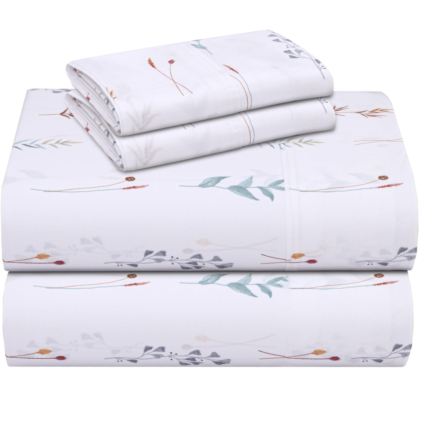 ZOYER 100% Cotton Percale Sheets Queen – Cooling Breathable Bed Sheets for Hot Sleepers, Crisp Hotel Style Bedding, Deep Pocket 16”, Lightweight Soft Durable 4 Pcs Sheet Set, Fairy Meadows