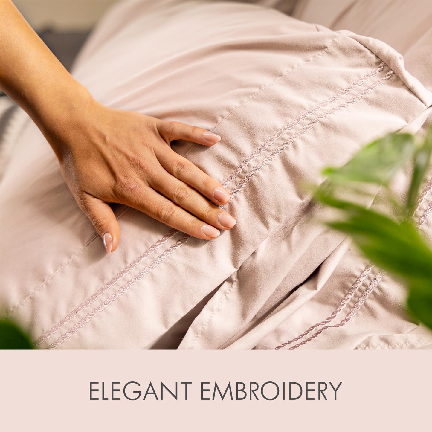 ClevaHome Queen Size Sheet Set - 6 Piece Soft Breathable Luxury Bed Sheet Set - Shrinkage & Fade Resistant Embroidered Bedding Sheet with Deep Pocket, 2 Extra Pillowcases (Queen, Barely Pink)