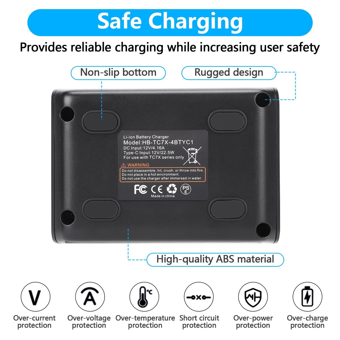 for Zebra TC77 Battery Charger Cradle - for Zebra TC7X Battery Charger - for Symbol/Zebra TC70 TC70X TC72 TC77 TC75 TC55 Barcode Scanner Batteries Charger Cradle SAC-TC7X-4BTYC1 (4-Slot)