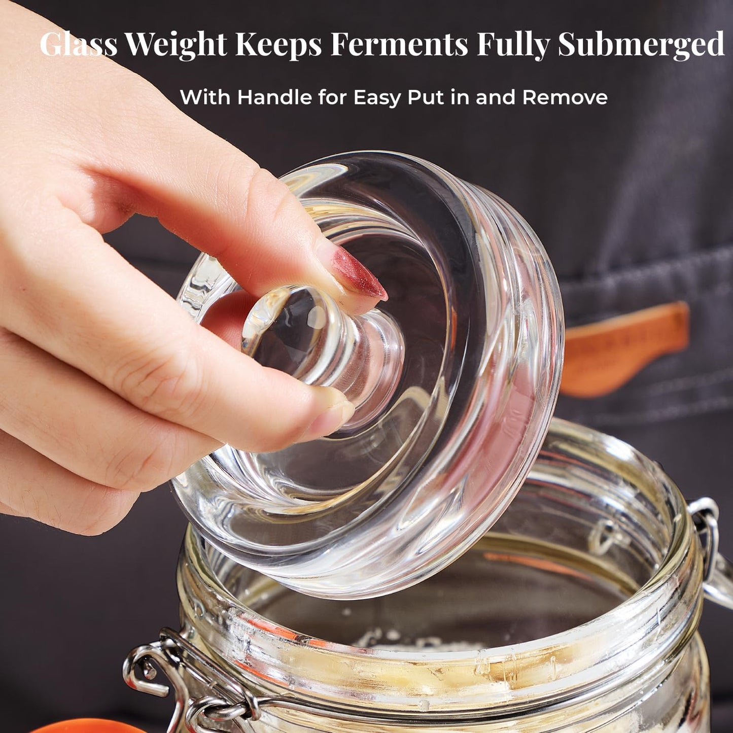 JILLMO Wide Mouth Glass Fermentation Jar with Airlock & Glass Weight, 1.5L Fermenting Jar for Sauerkraut, Kimchi, Pickles & More,Pack of 2